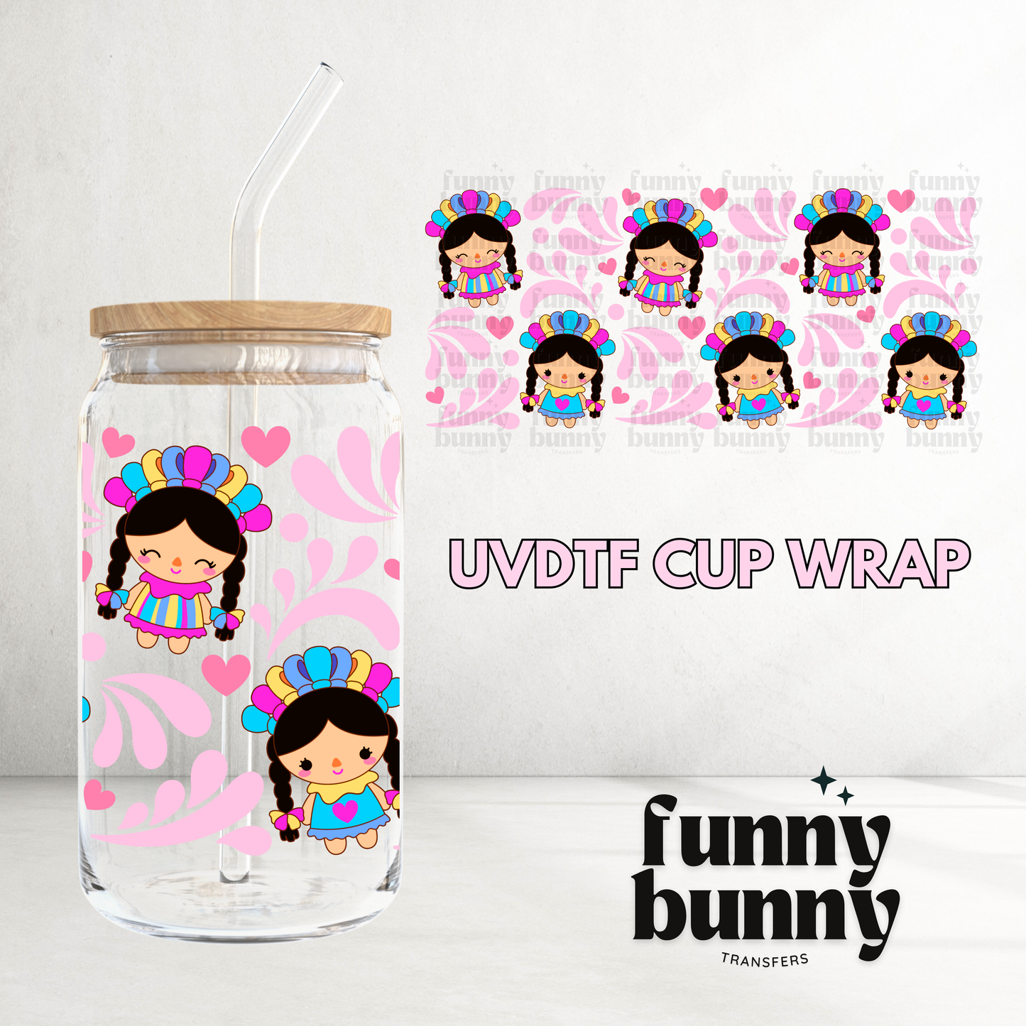 Mexican Doll Talavera - 16oz UVDTF Cup Wrap