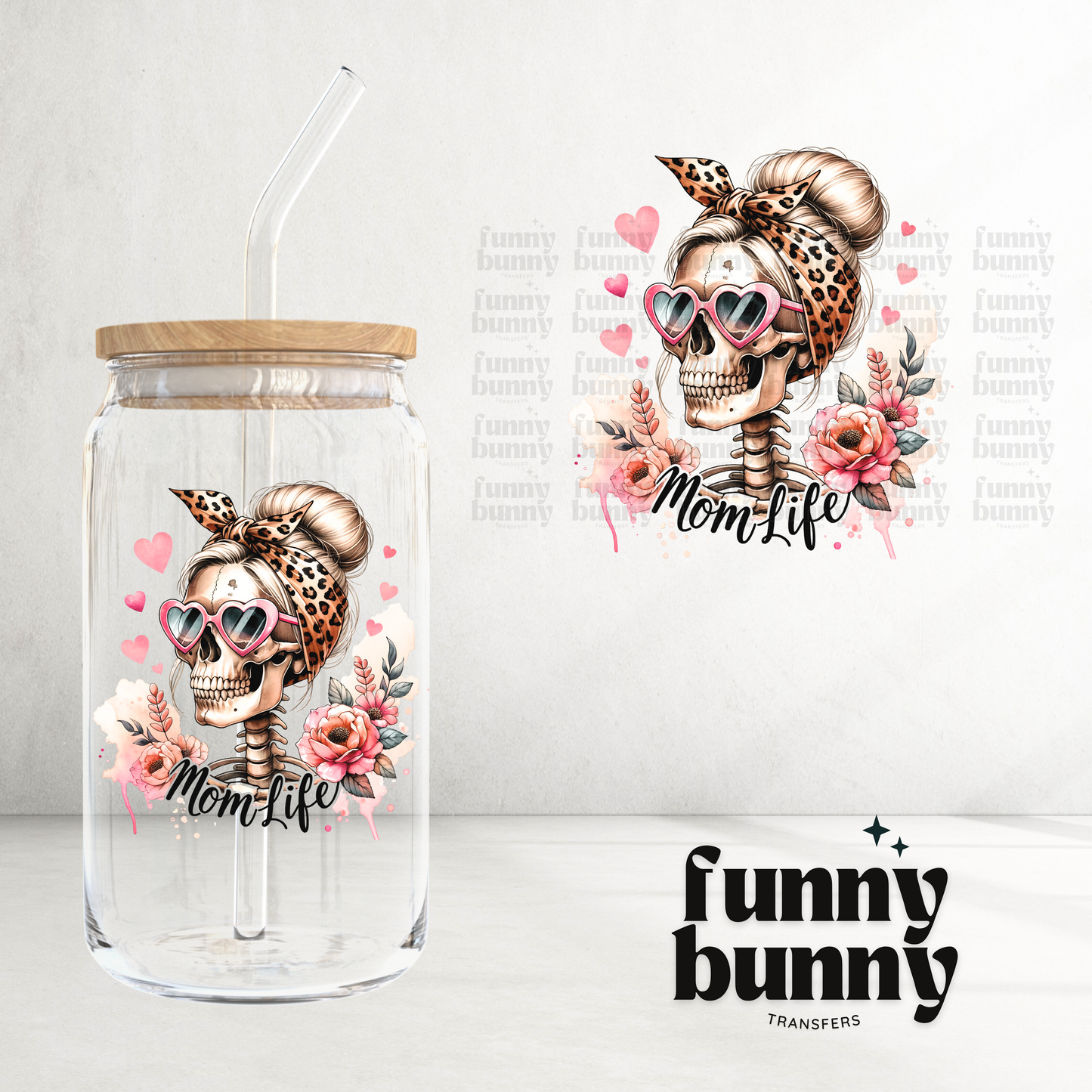 Mom Life Skully - UVDTF Decal