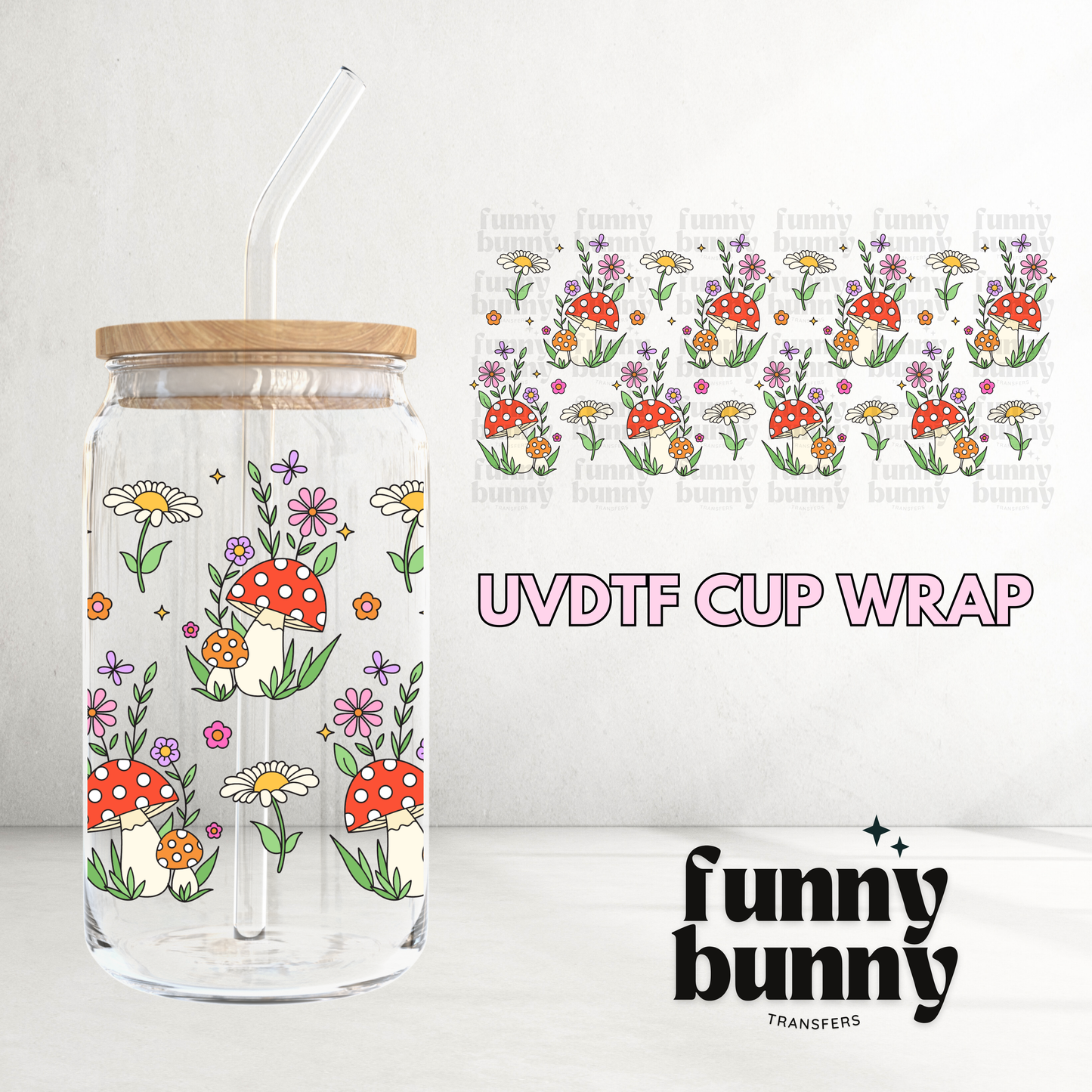 Mushroom Garden - 16oz UVDTF Cup Wrap