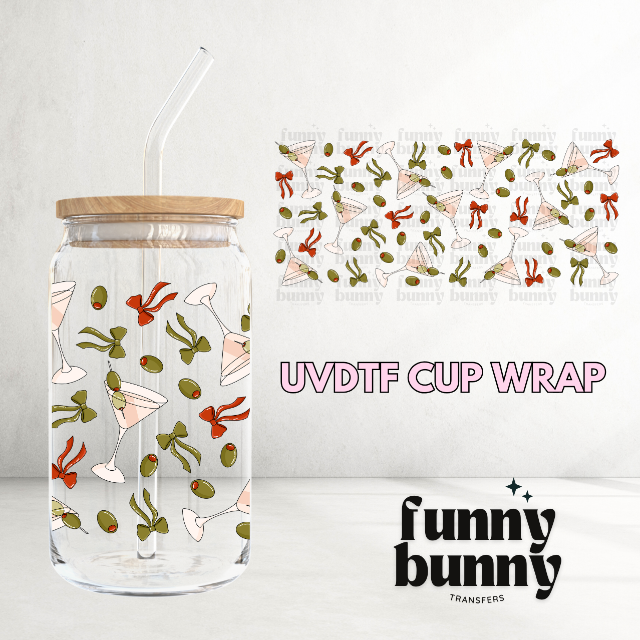 Olive Martini - 16oz UVDTF Cup Wrap