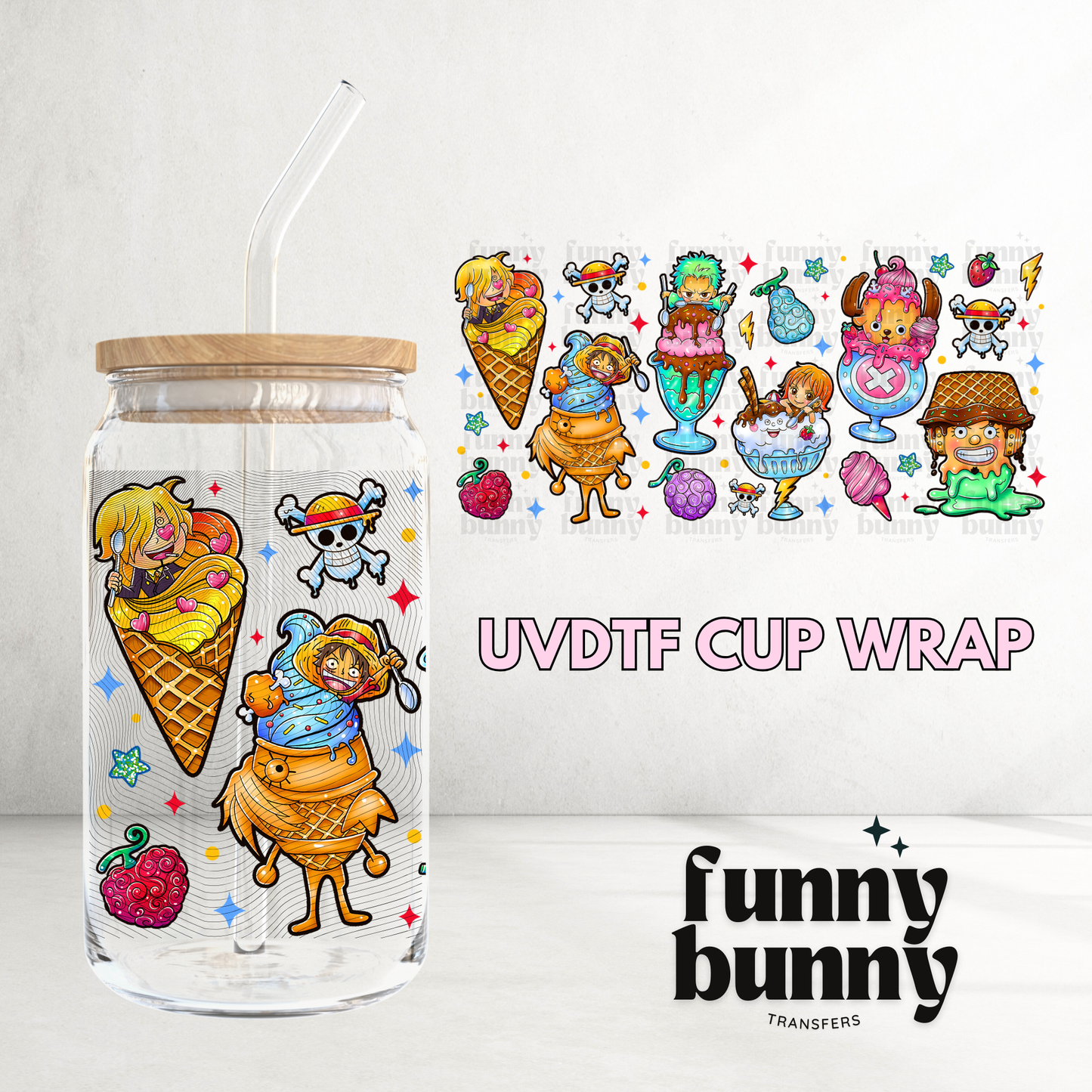 One Piece Popsicles - 16oz UVDTF Cup Wrap