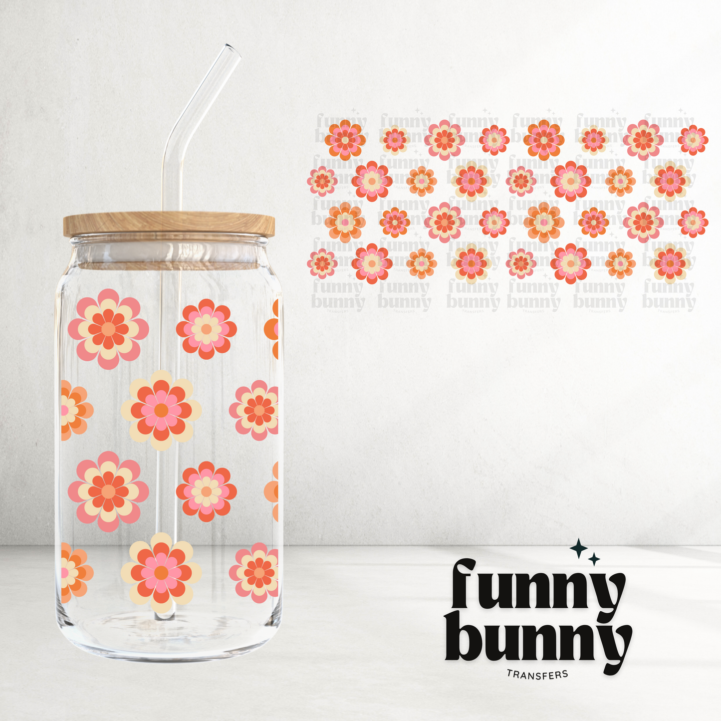 Orange Spring Flowers - 16oz UVDTF Cup Wrap