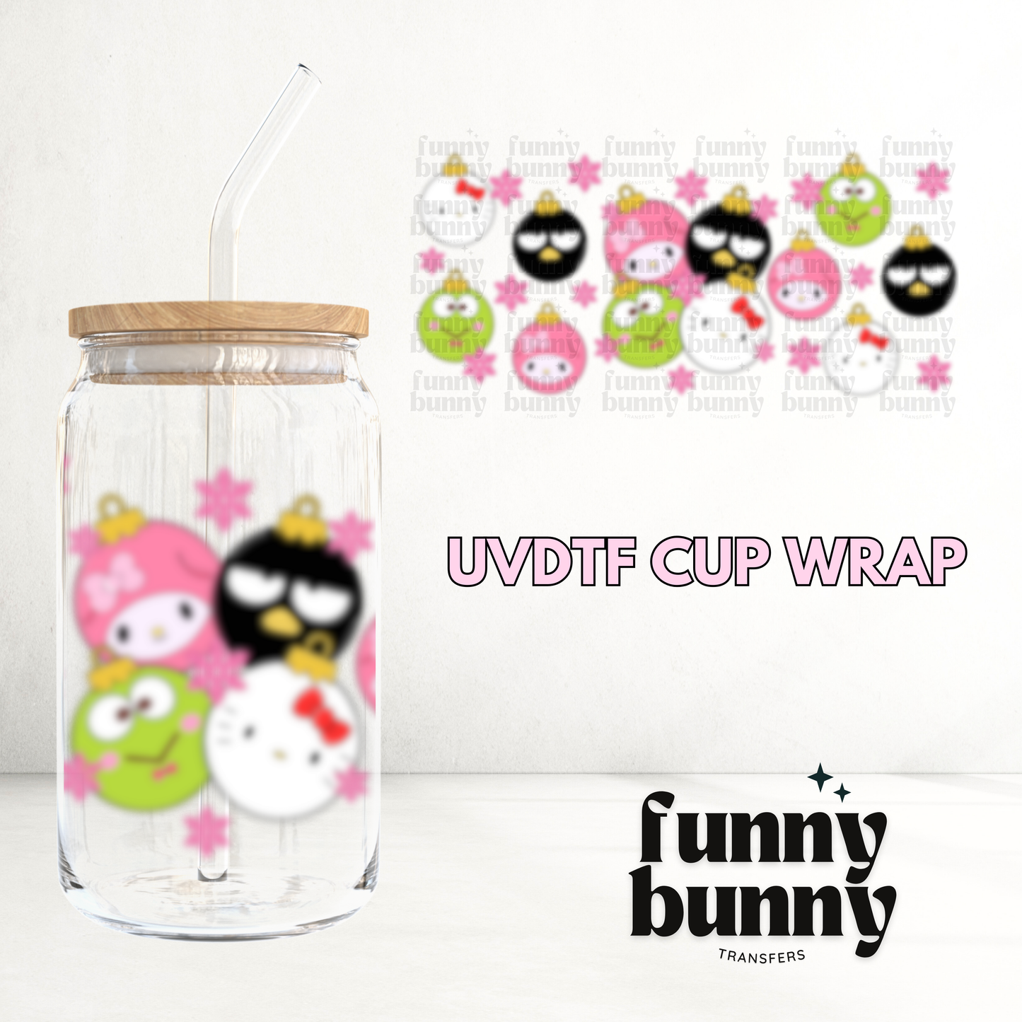 Ornament Kawaii Friends - 16oz UVDTF Cup Wrap