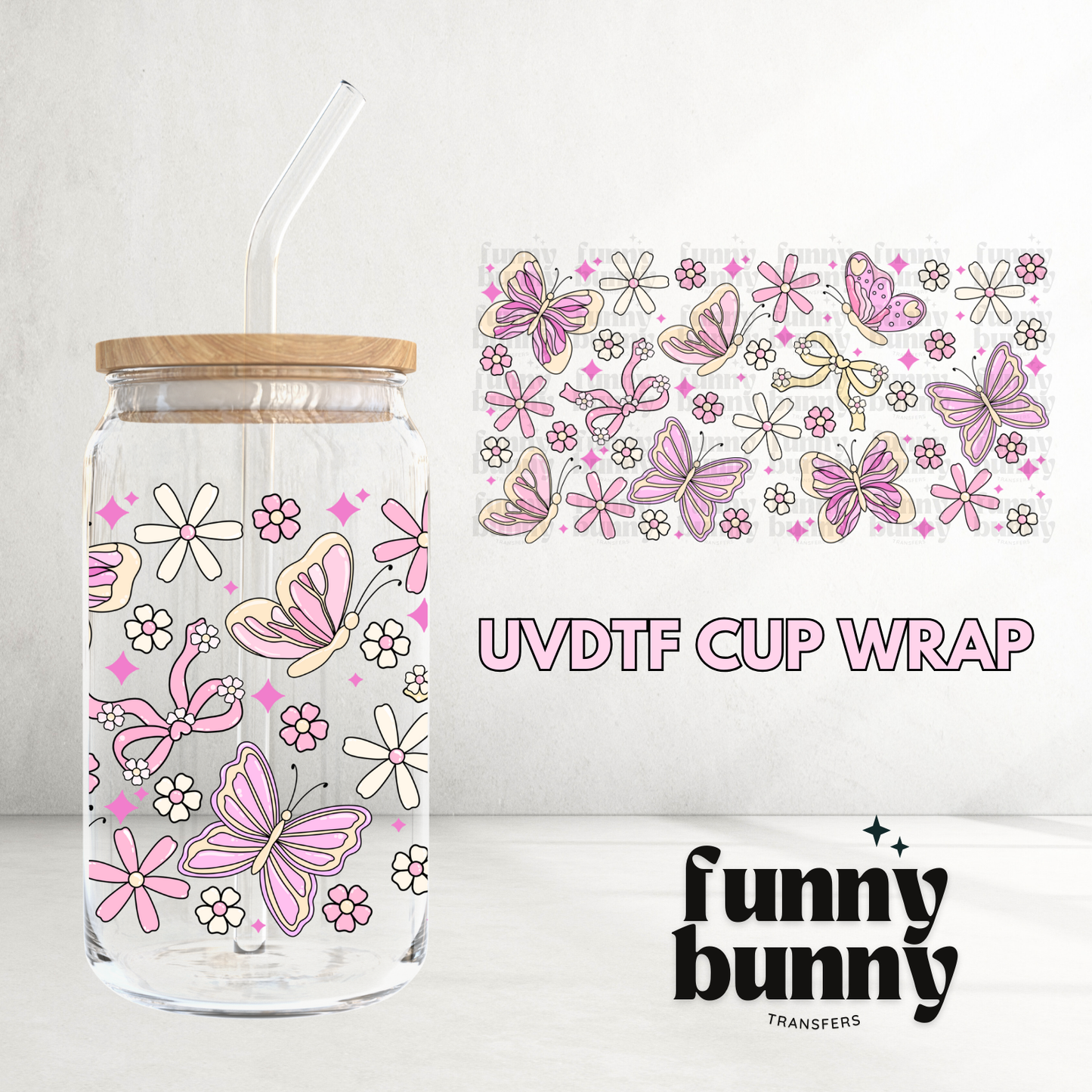 Pastel Butterflies 2.0 - 16oz UVDTF Cup Wrap