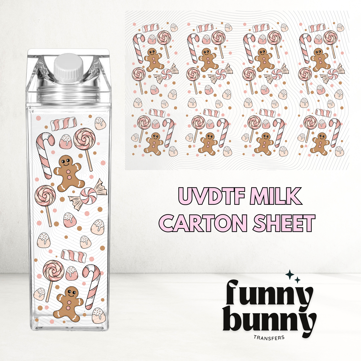 Pastel Gingerbread - Milk Carton UVDTF Decals