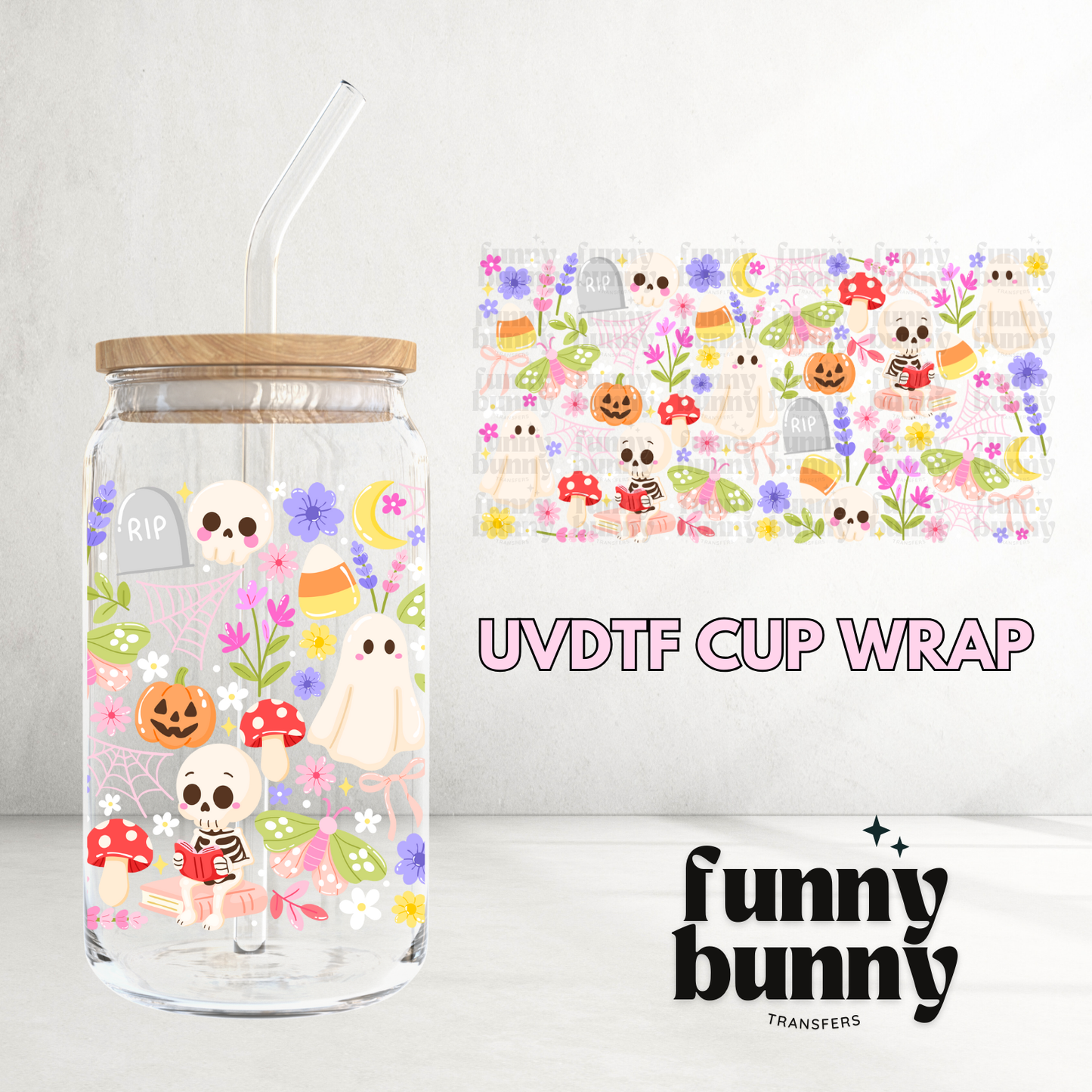 Pastel Spooky Garden - 16oz UVDTF Cup Wrap