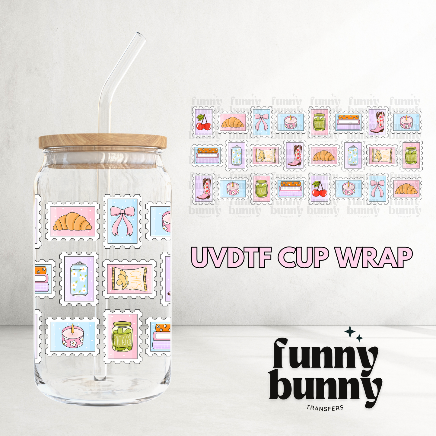 Pastel Winter Stamps - 16oz UVDTF Cup Wrap