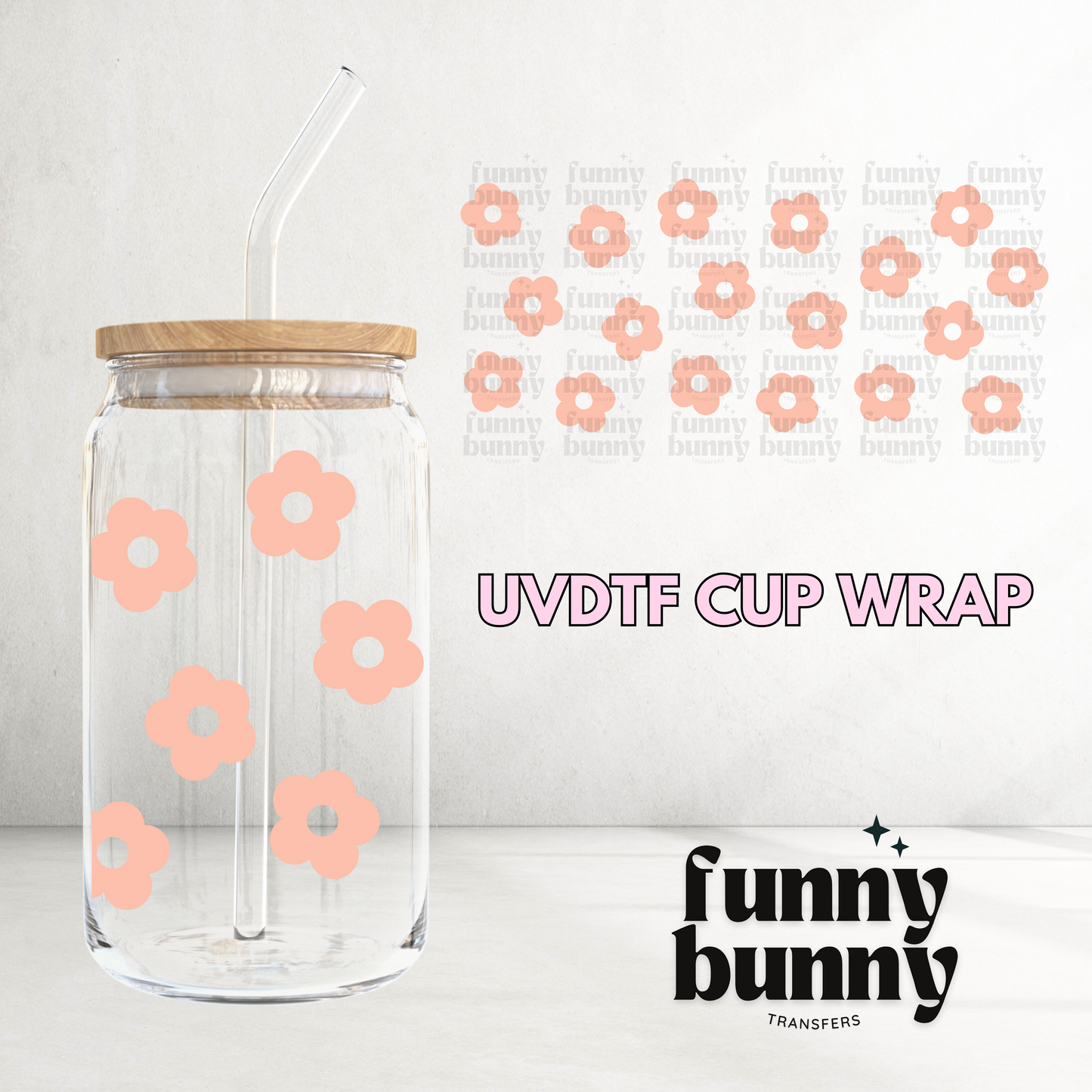 Peach Flowers - 16oz UVDTF Cup Wrap