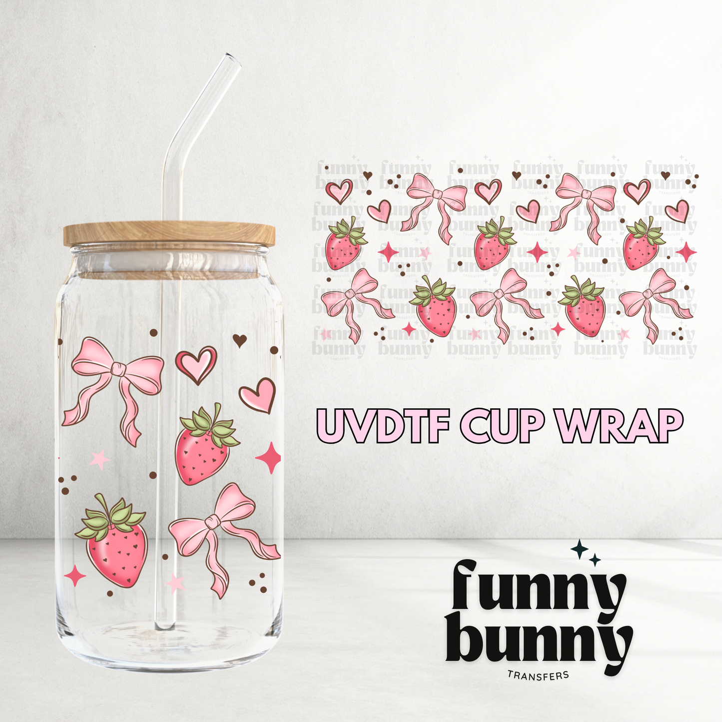 Pink Berry Bows - 16oz UVDTF Cup Wrap