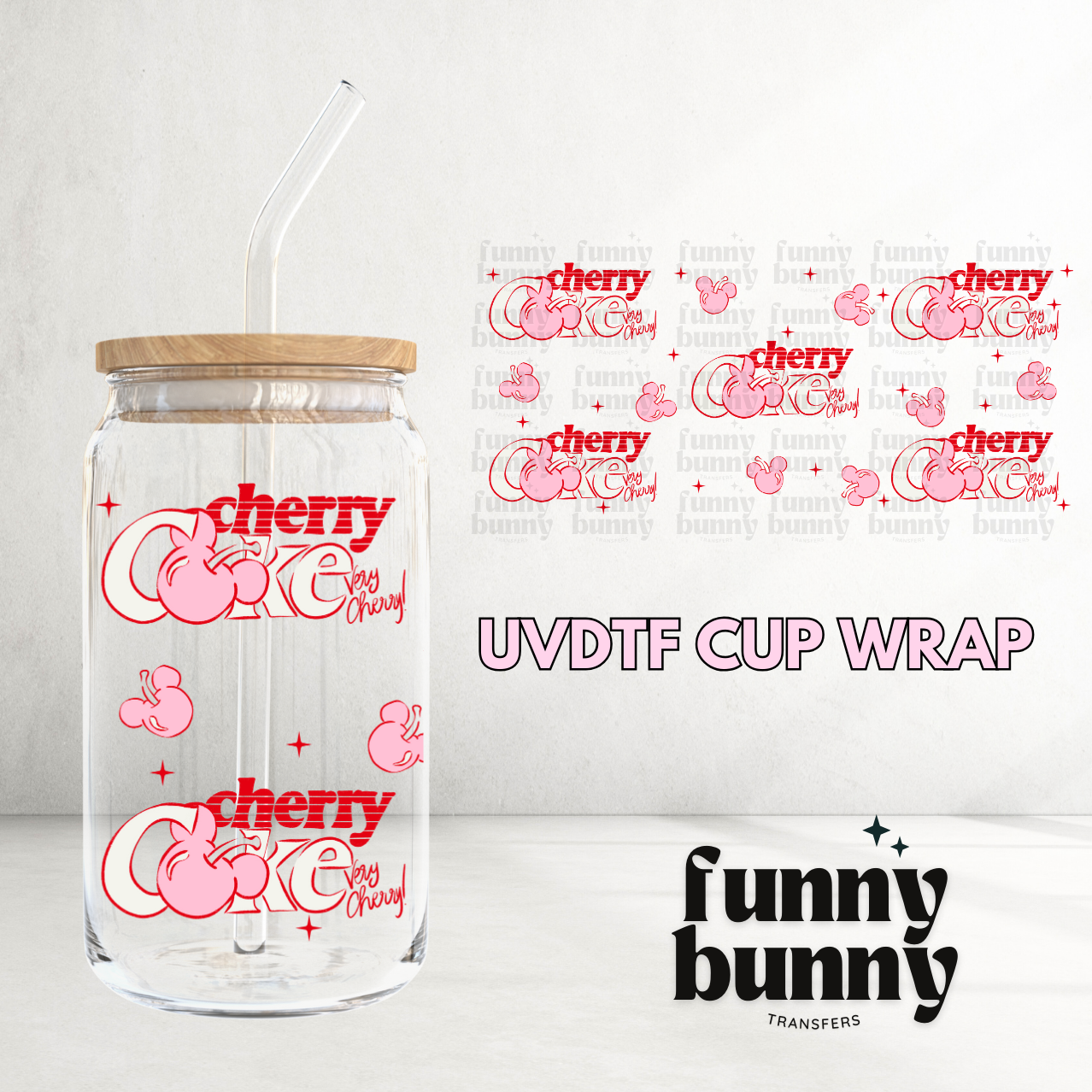 Pink Cherry Cola - 16oz UVDTF Cup Wrap