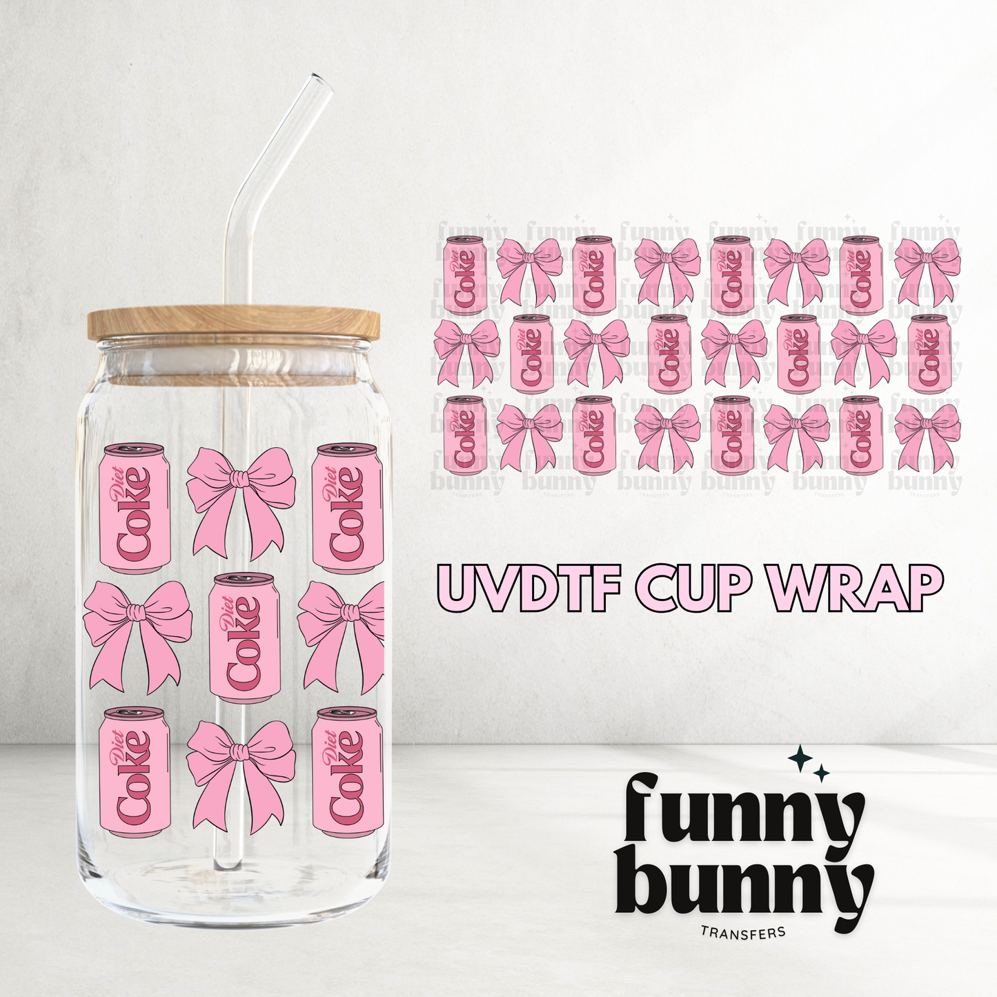 Pink Diet Coke Girly - 16oz UVDTF Cup Wrap