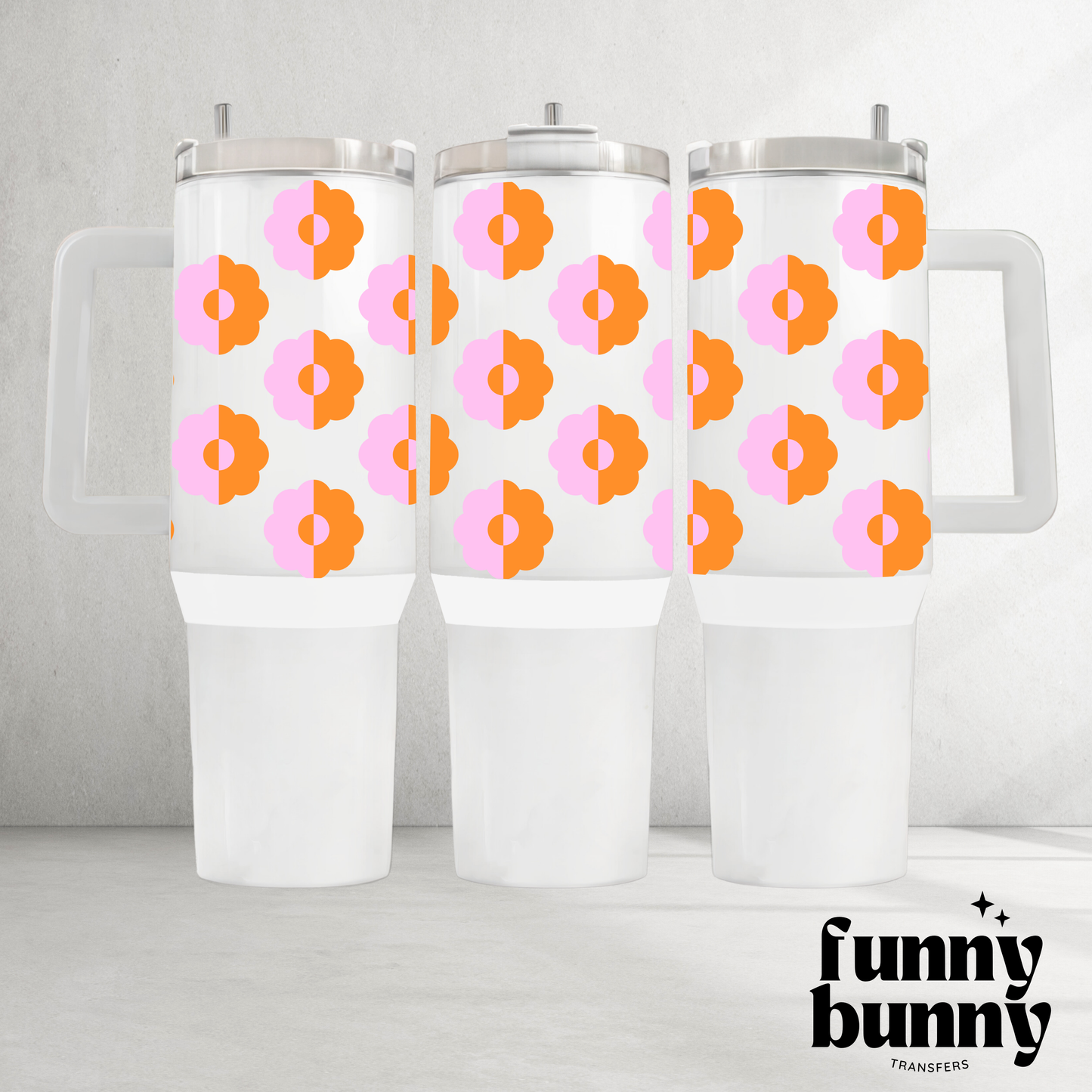 Pink Orange Flowers 2.0 - 40oz UVDTF Tumbler Wrap