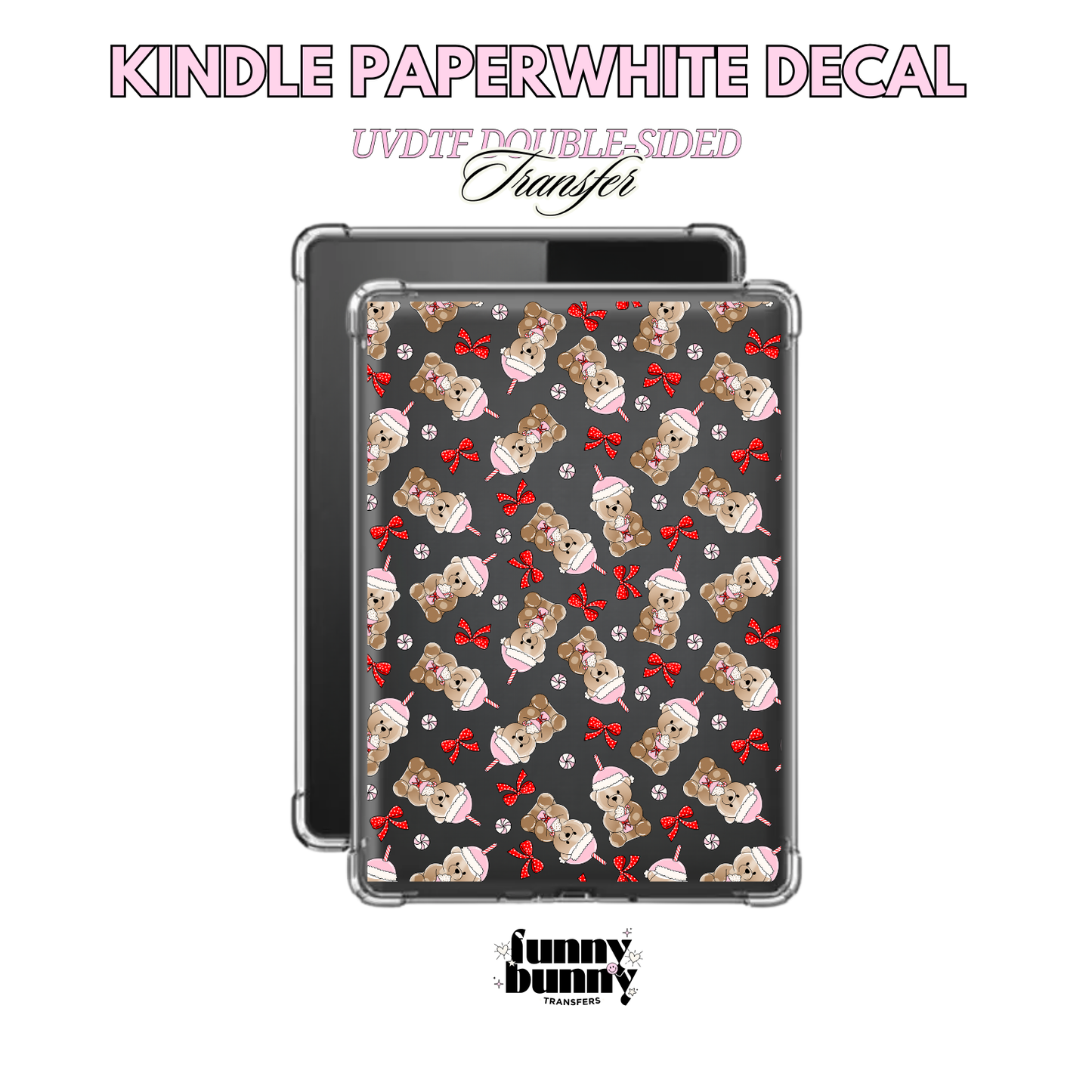 Pink Starbies Bear Latte - Kindle Decal