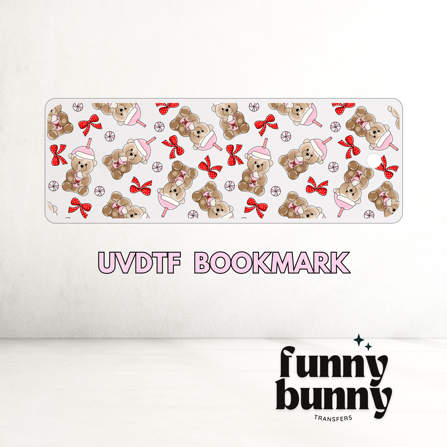 Pink Starbies Bear Latte - UVDTF Bookmark Decal