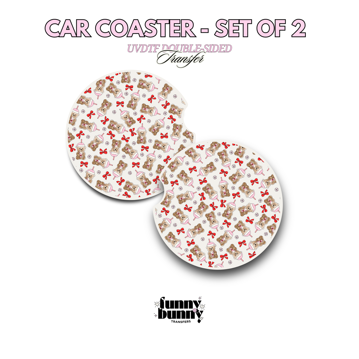 Pink Starbies Bear Latte - UVDTF Coaster