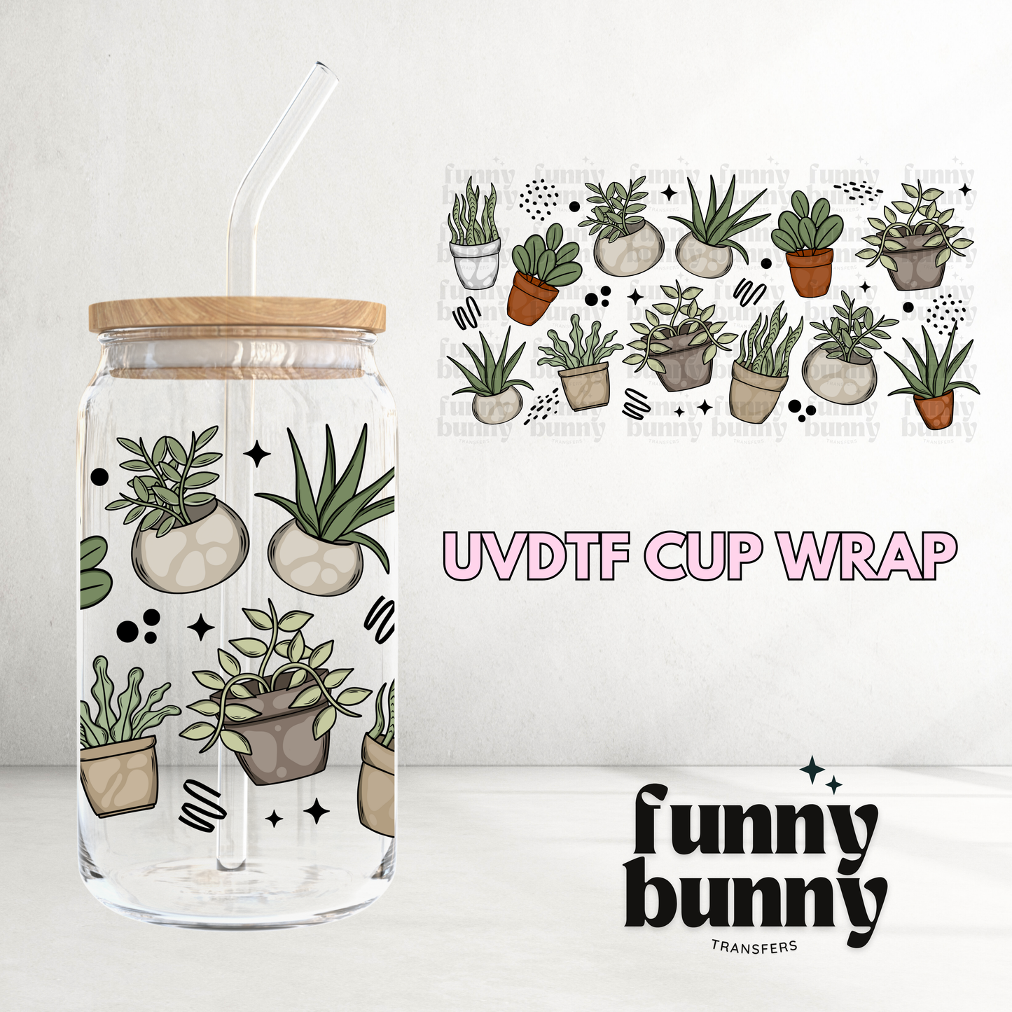 Potted Plants - 16oz UVDTF Cup Wrap