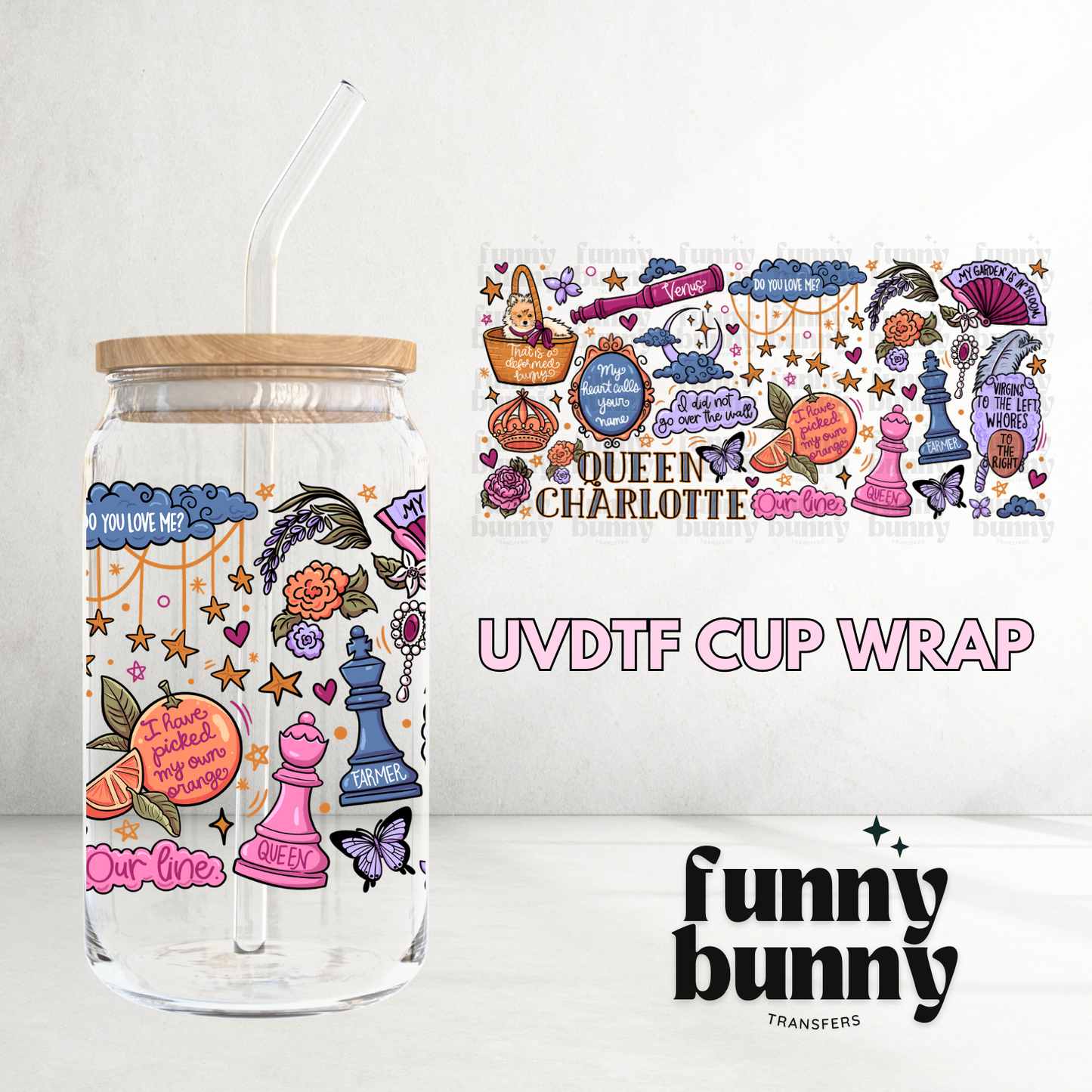 Queen Charlotte - 16oz UVDTF Cup Wrap