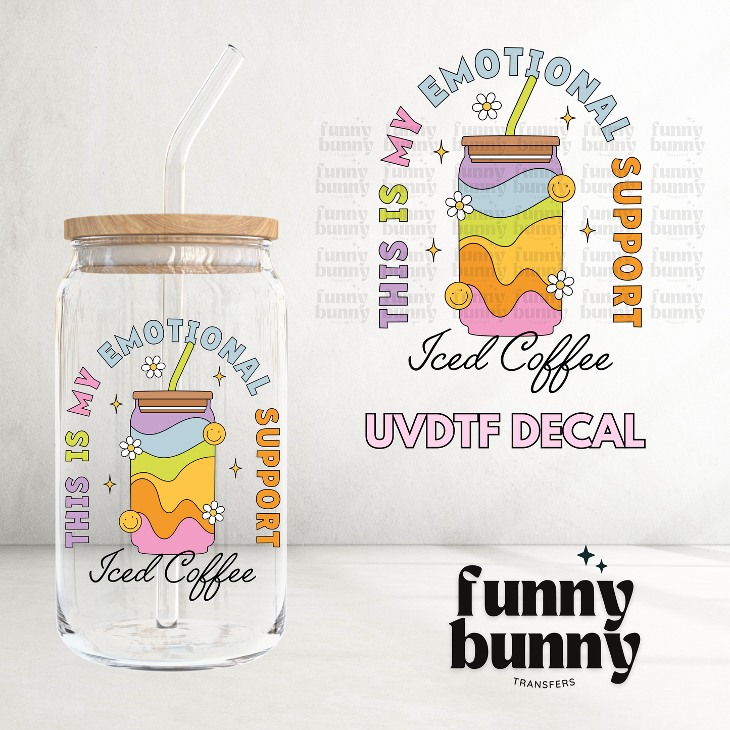 Rainbow Iced Coffee - UVDTF Decal