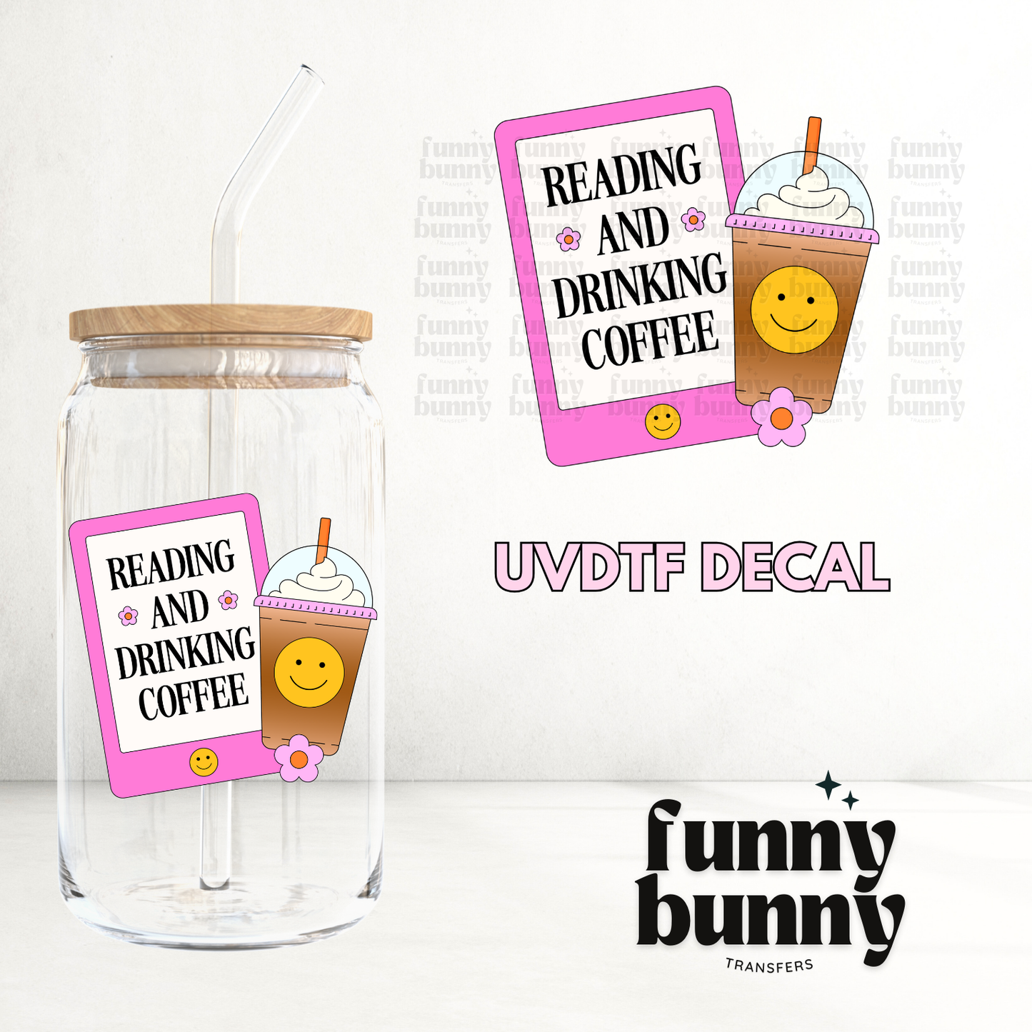 Reading And Drinking Coffee - UVDTF Decal