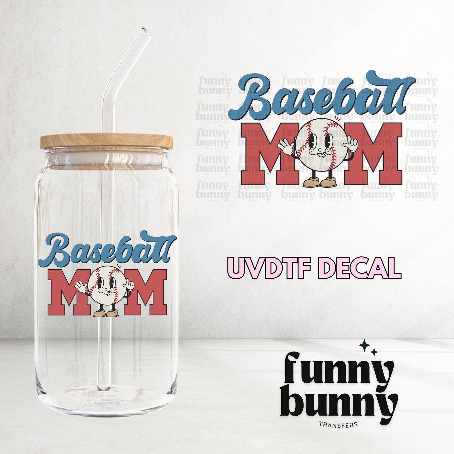 Retro Baseball Mom - UVDTF Decal