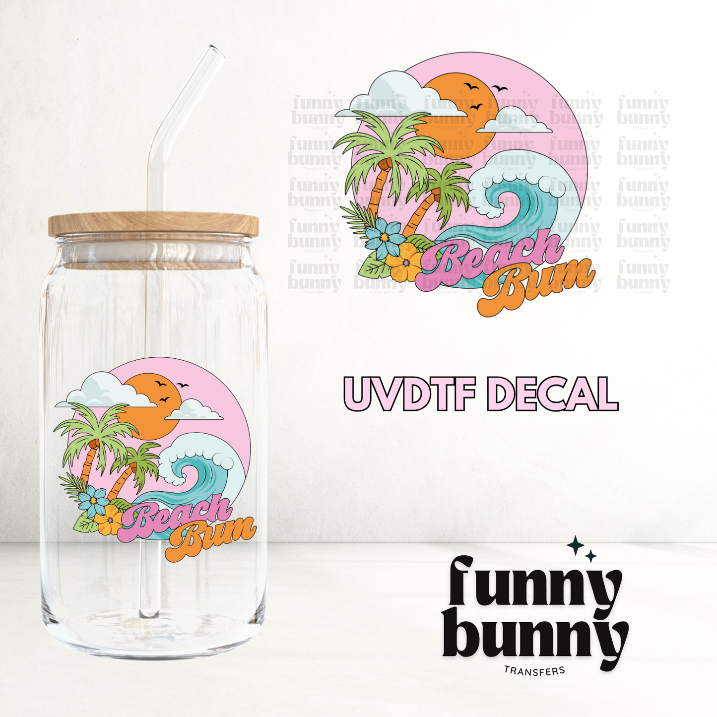 Retro Beach Bum - UVDTF Decal