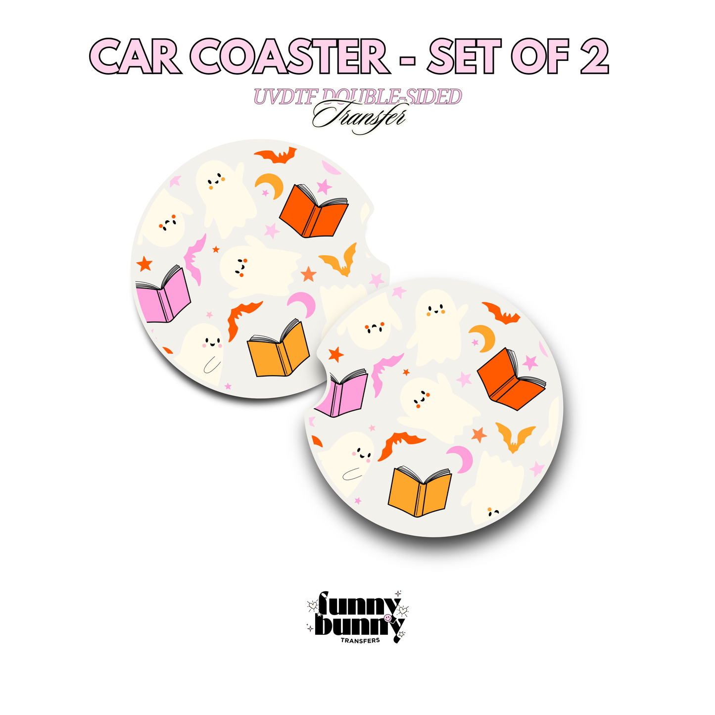 Retro Bookish Ghost Cuties - UVDTF Coaster