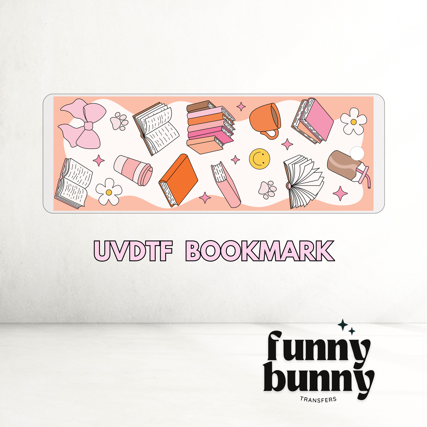 Retro Books & Coffee - UVDTF Bookmark Decal