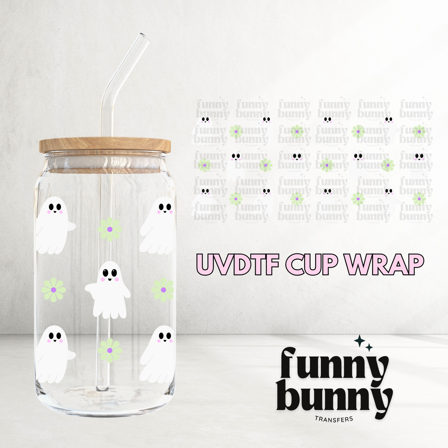 Retro Ghost Cuties 2.0 - 16oz UVDTF Cup Wrap
