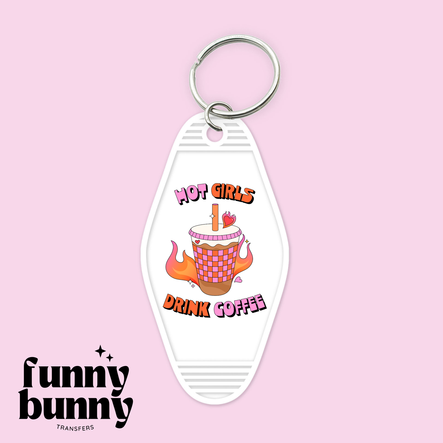 Retro Hot Girls Drink Coffee - Motel Keychain