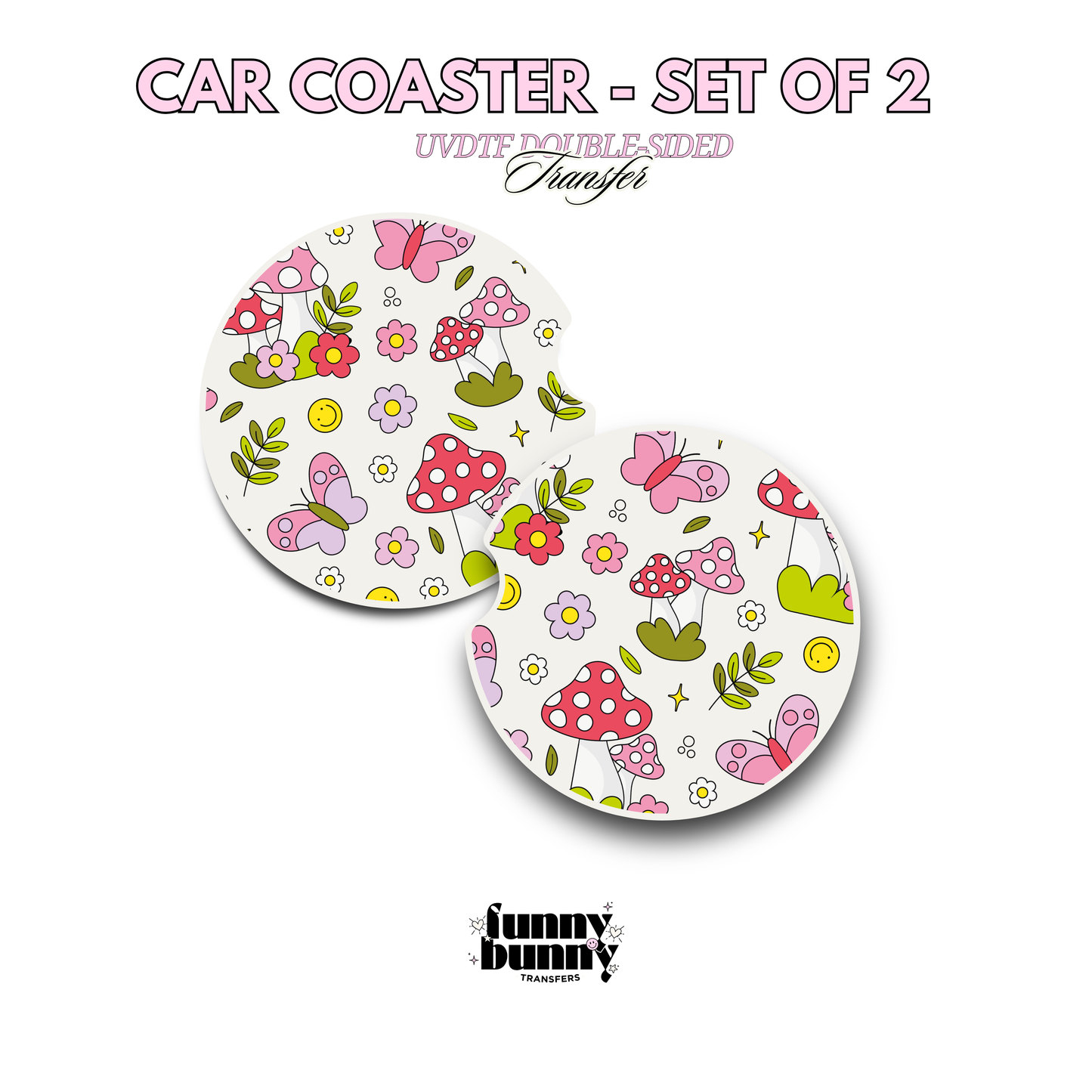 Retro Mushies & Butterflies - UVDTF Coaster