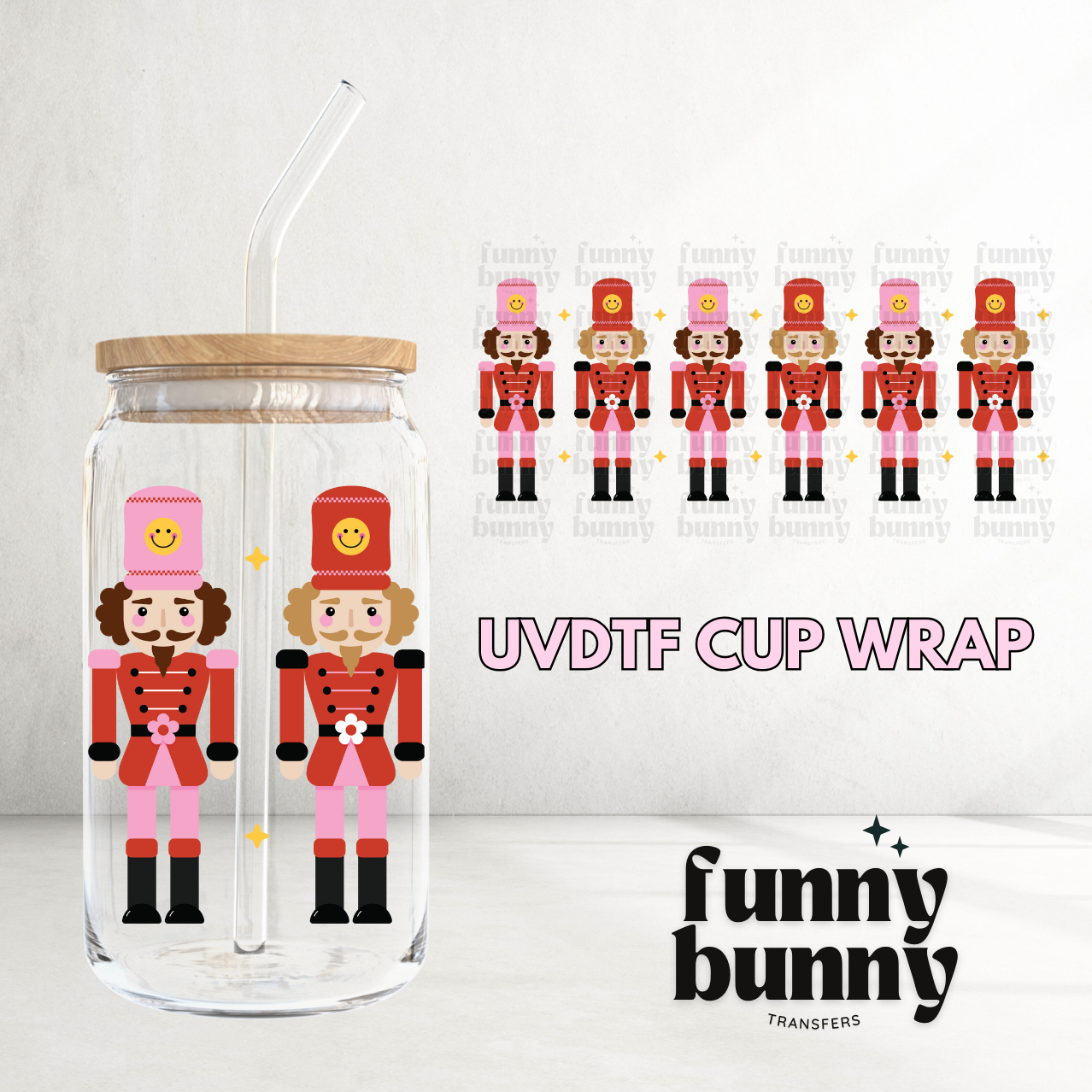 Retro Nutcrackers - 16oz UVDTF Cup Wrap
