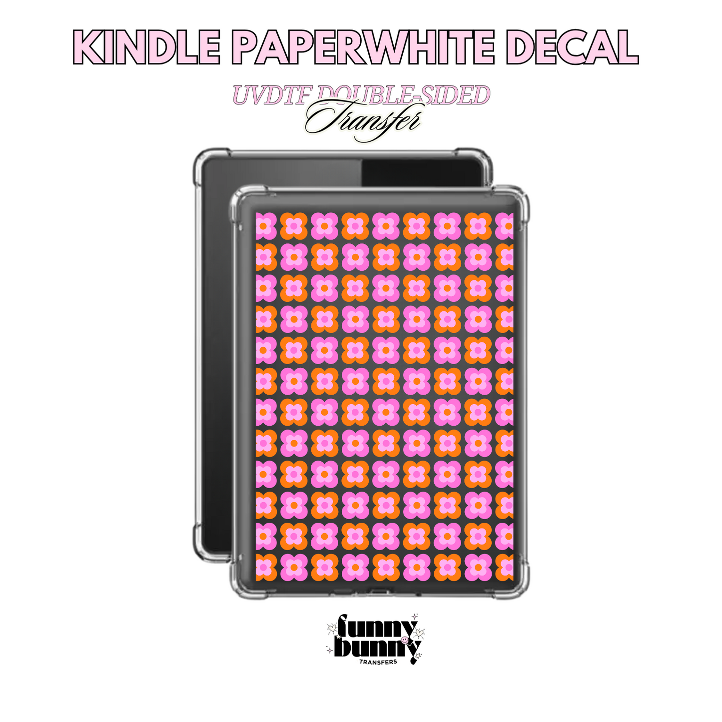 Retro Pink Floral Pattern - Kindle Decal