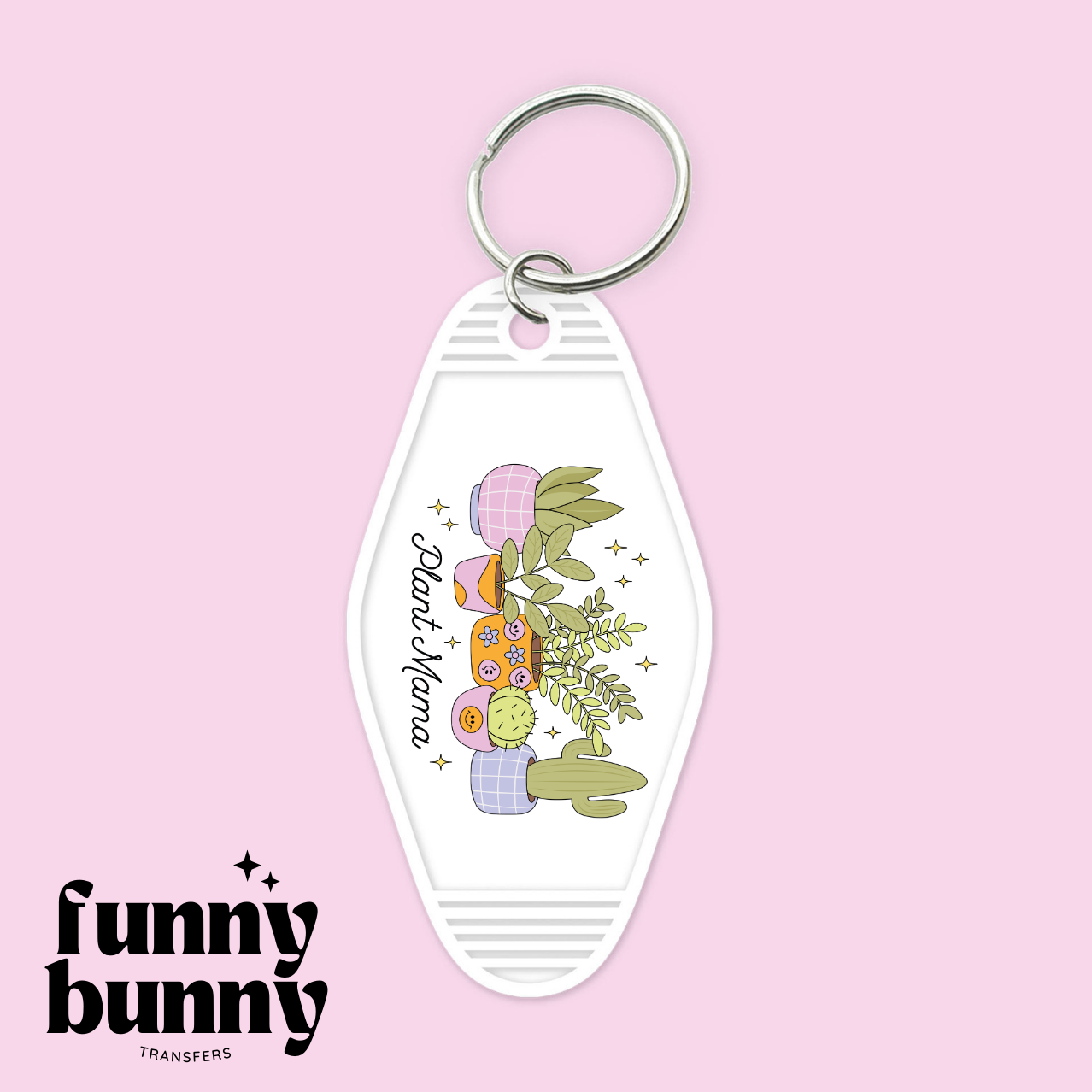 Retro Smiley Plant Mama - Motel Keychain