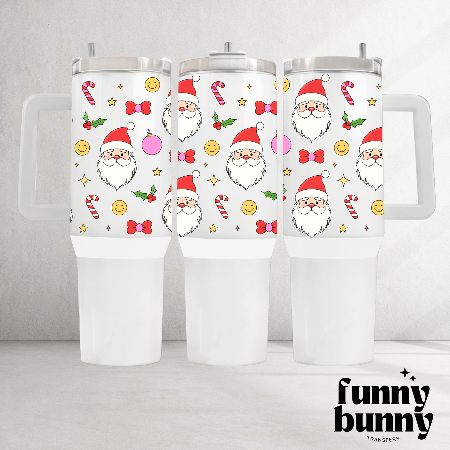 Retro Smiley Santa - 40oz UVDTF Tumbler Wrap