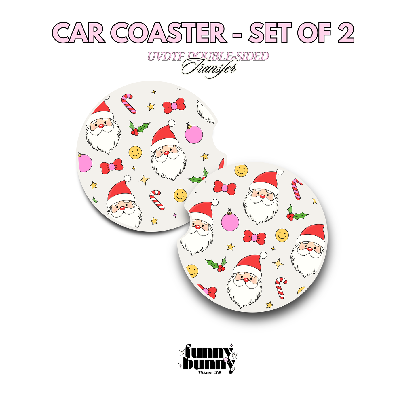 Retro Smiley Santa - UVDTF Coaster
