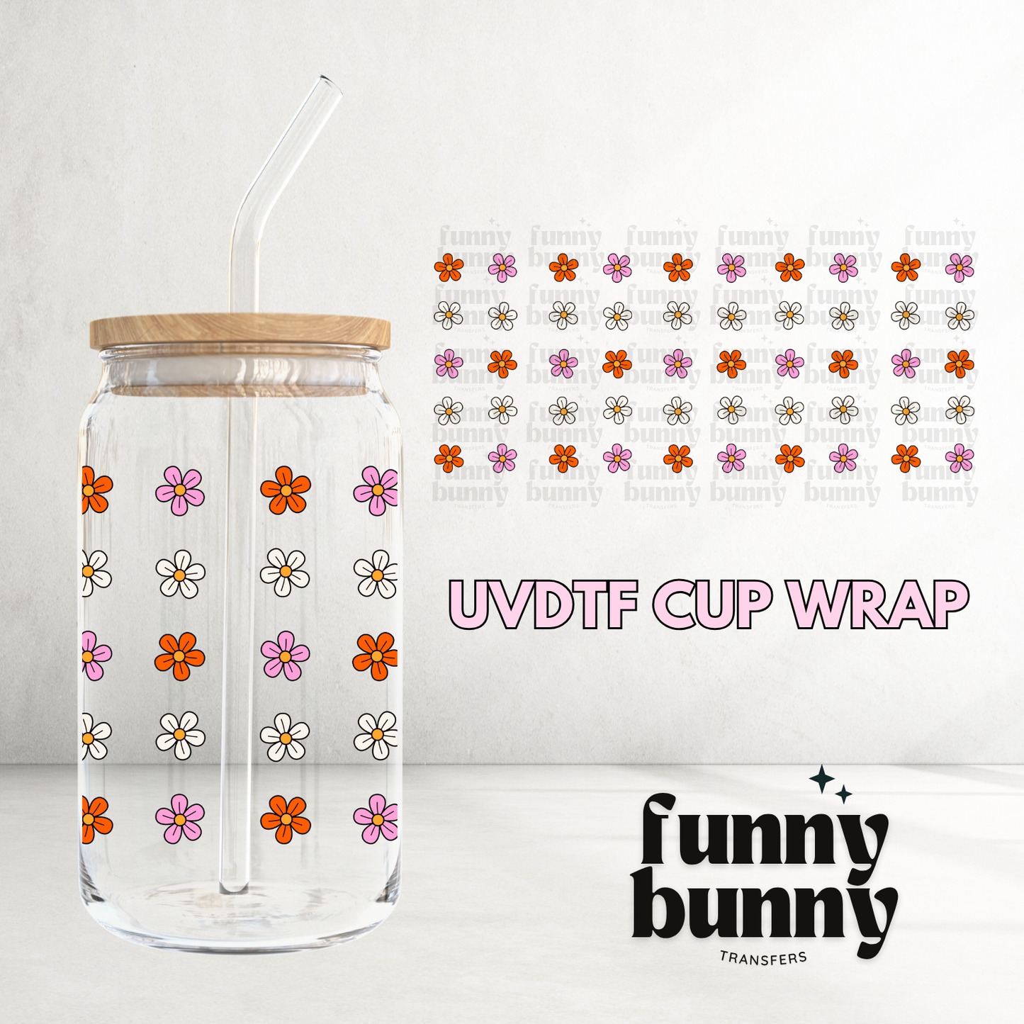 Retro Spring Flowers 2.0 - 16oz UVDTF Cup Wrap