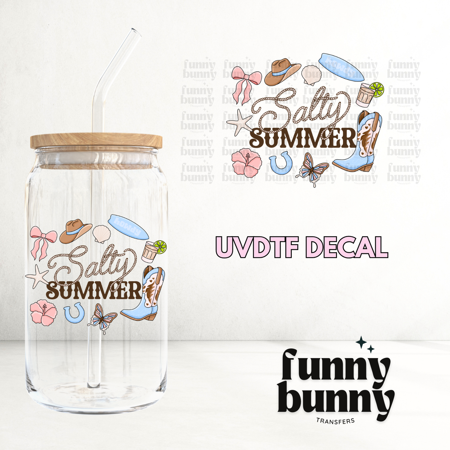 Salty Summer Cowgirl - UVDTF Decal