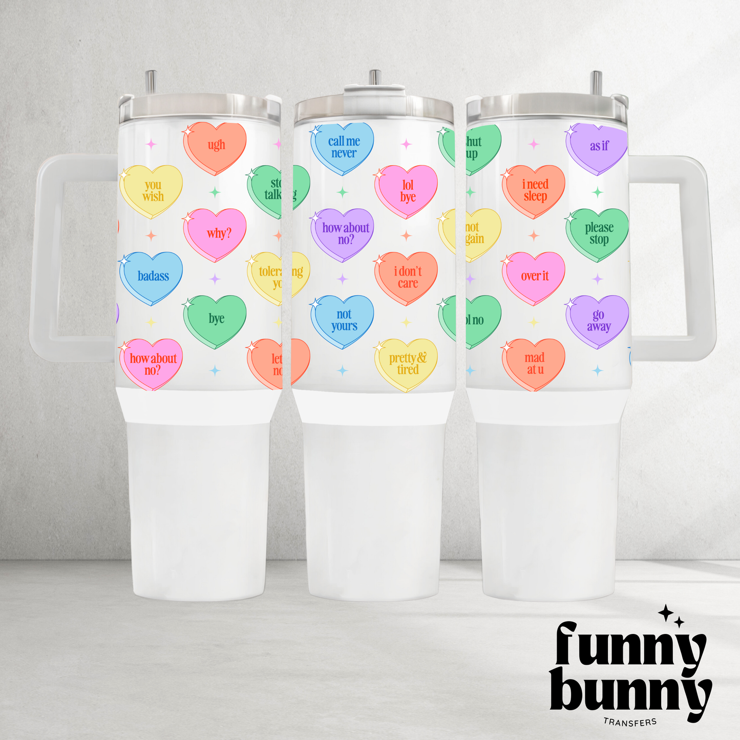 Sarcatic Sparkle Hearts - 40oz UVDTF Tumbler Wrap