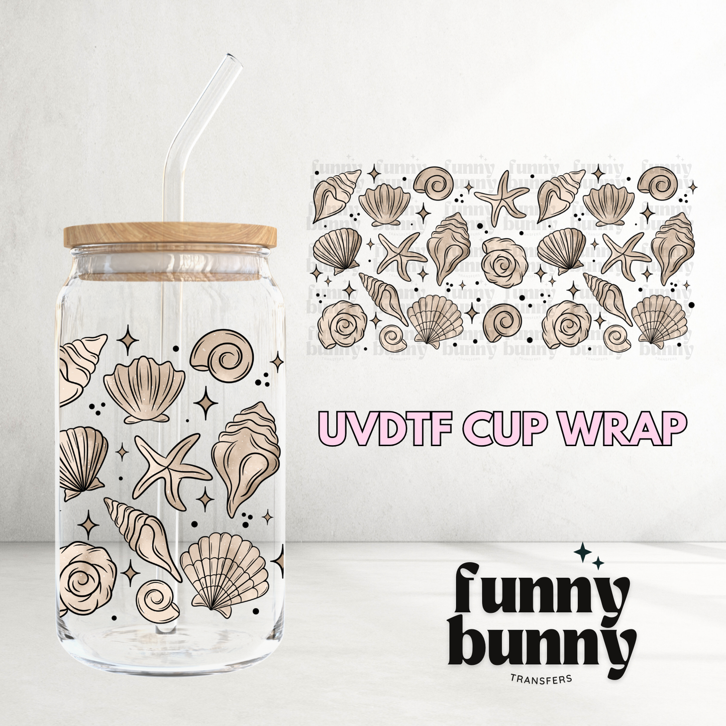 Seashells - 16oz UVDTF Cup Wrap
