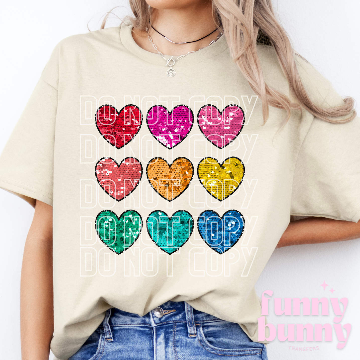 Sequin Colorful Hearts - DTF Transfer