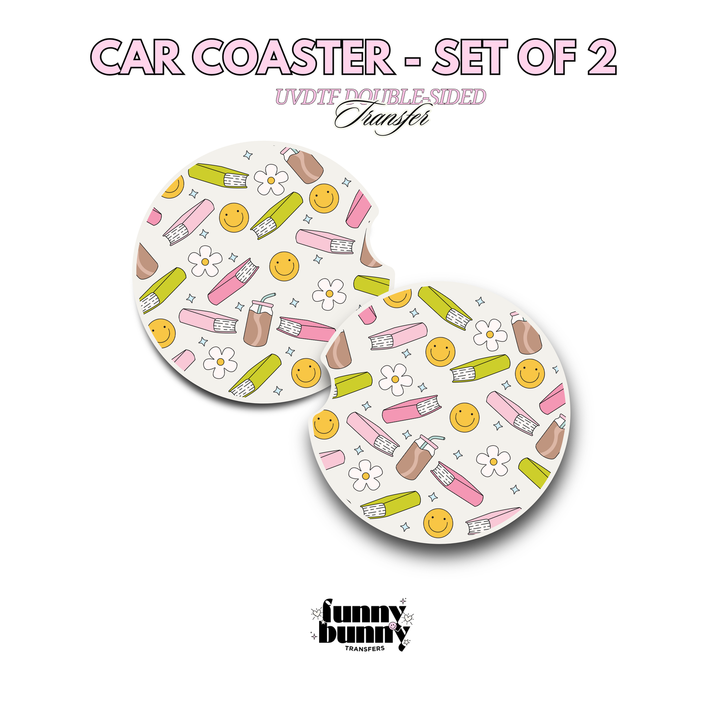 Smiley Books - UVDTF Coaster