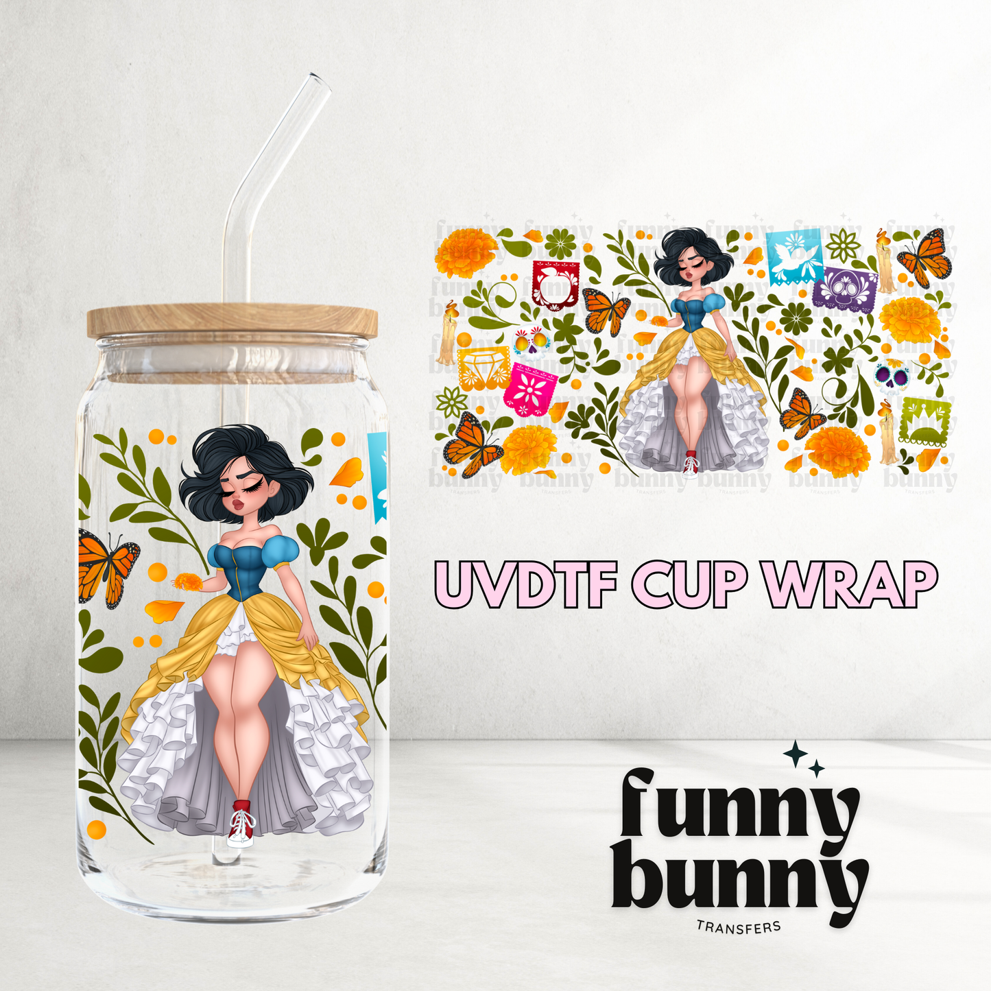 Snow Catrina - 16oz UVDTF Cup Wrap
