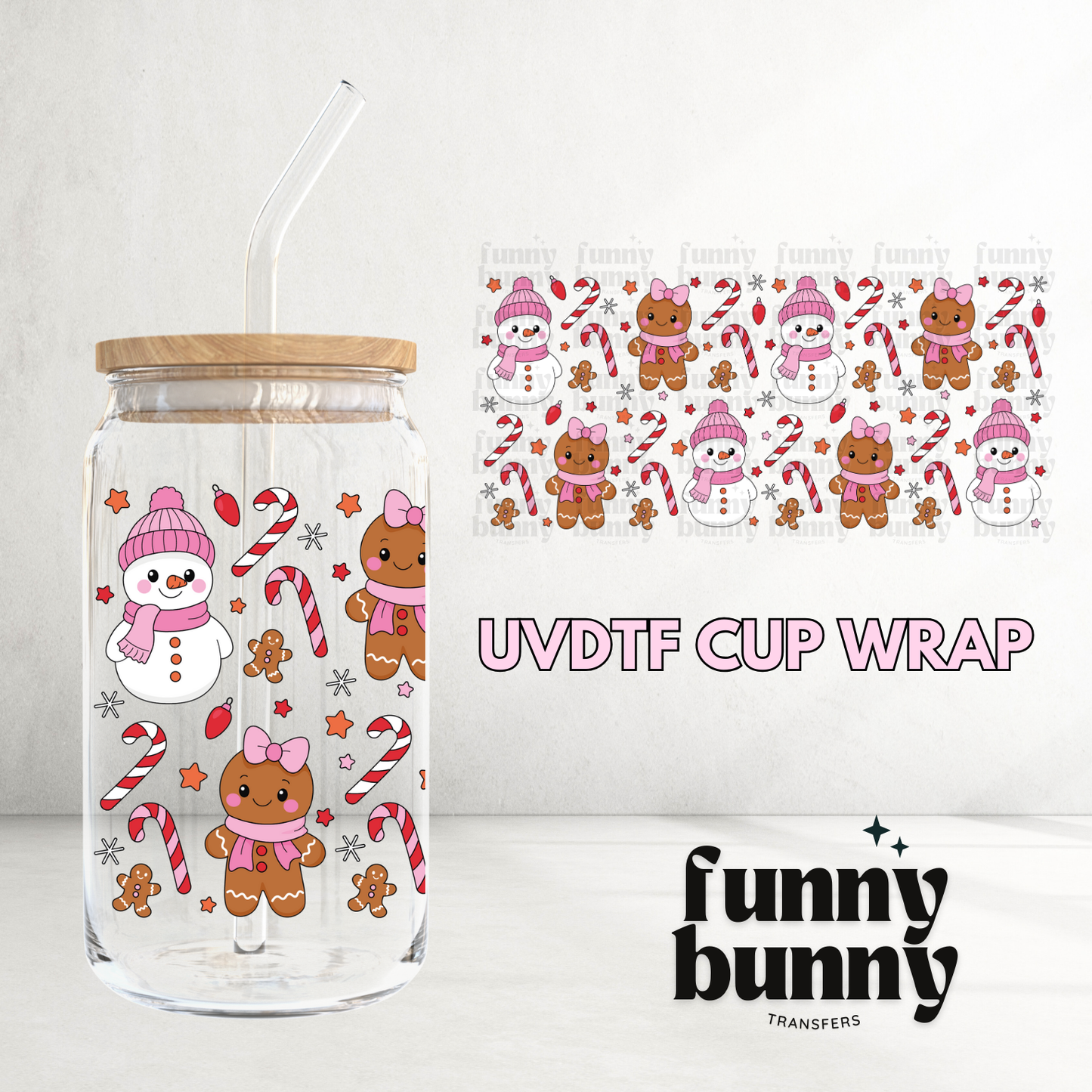 Snowman & Gingerbread Cuties - 16oz UVDTF Cup Wrap