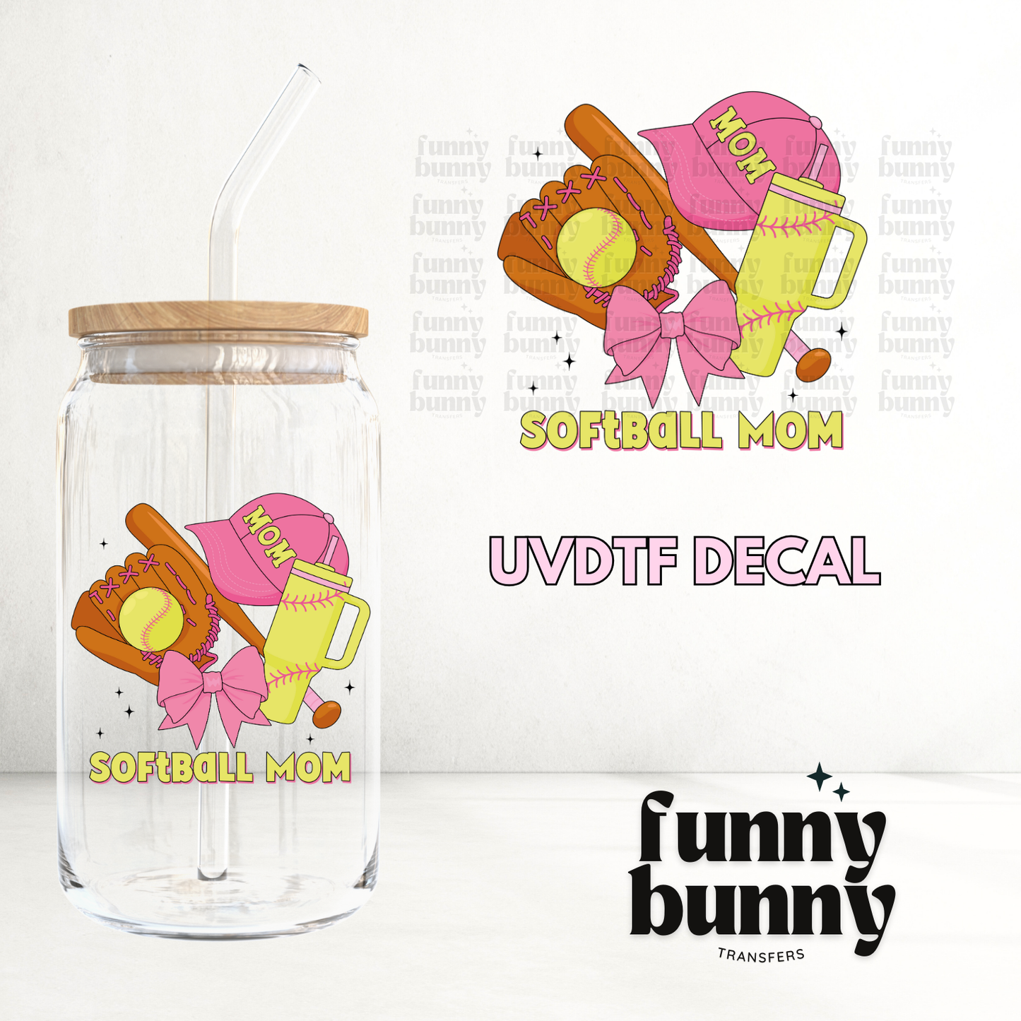 Softball Mom Girly - UVDTF Decal