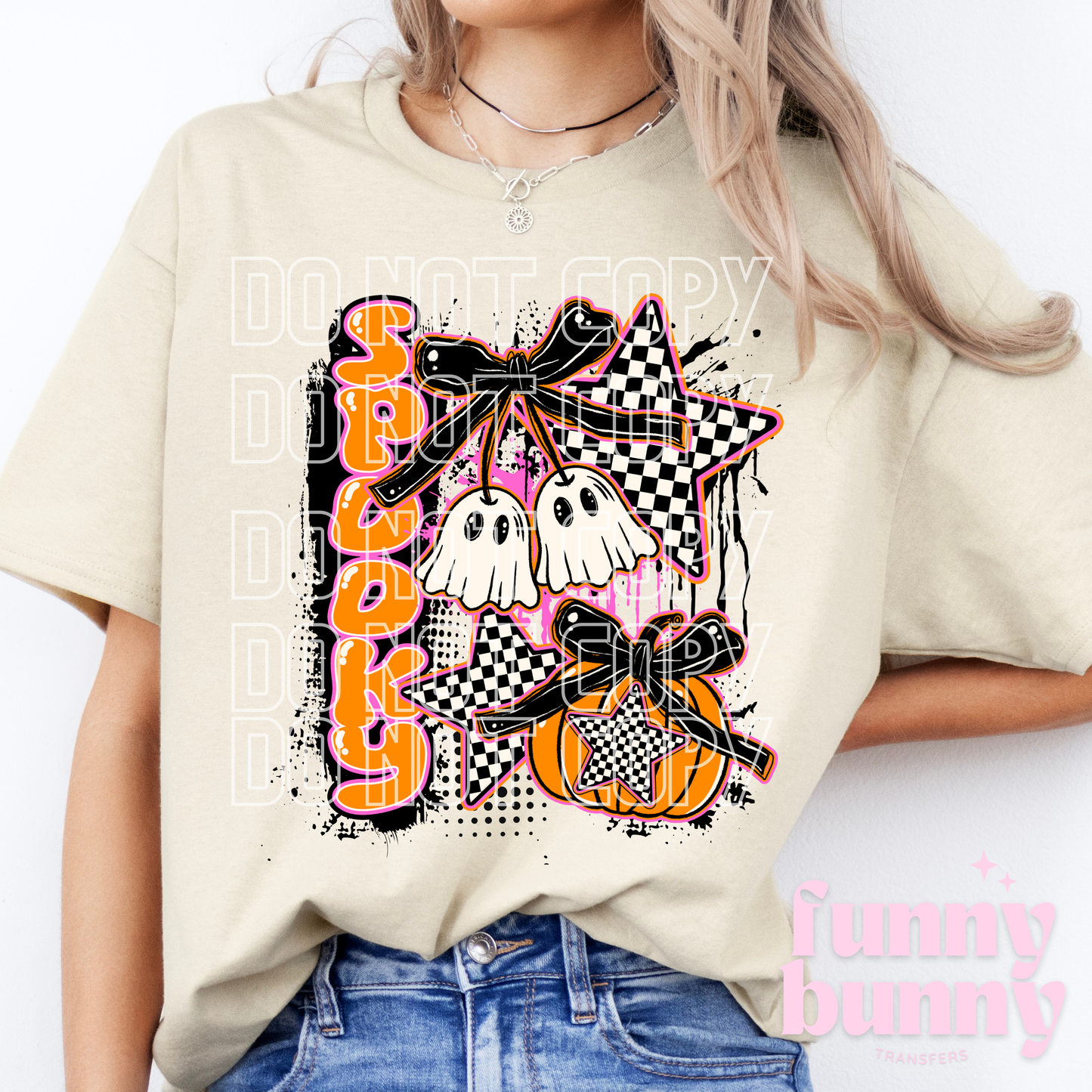 Spooky Checkered Ghost - DTF Transfer