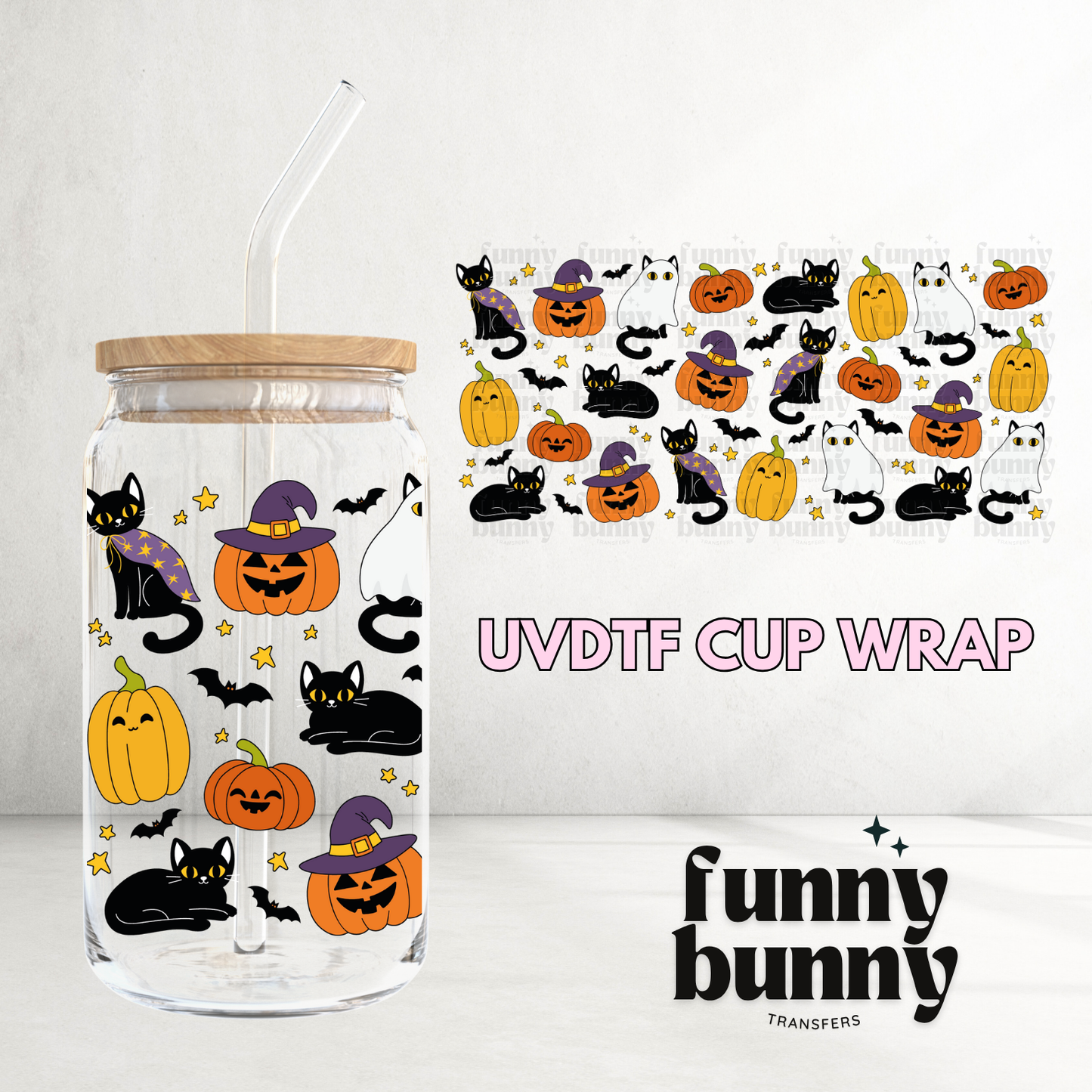 Spooky Kittens 2.0 - 16oz UVDTF Cup Wrap