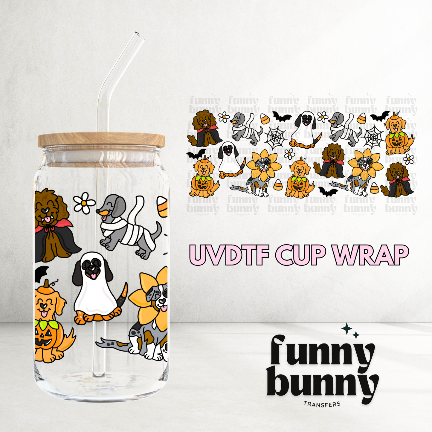 Spooky Woof Gang - 16oz UVDTF Cup Wrap