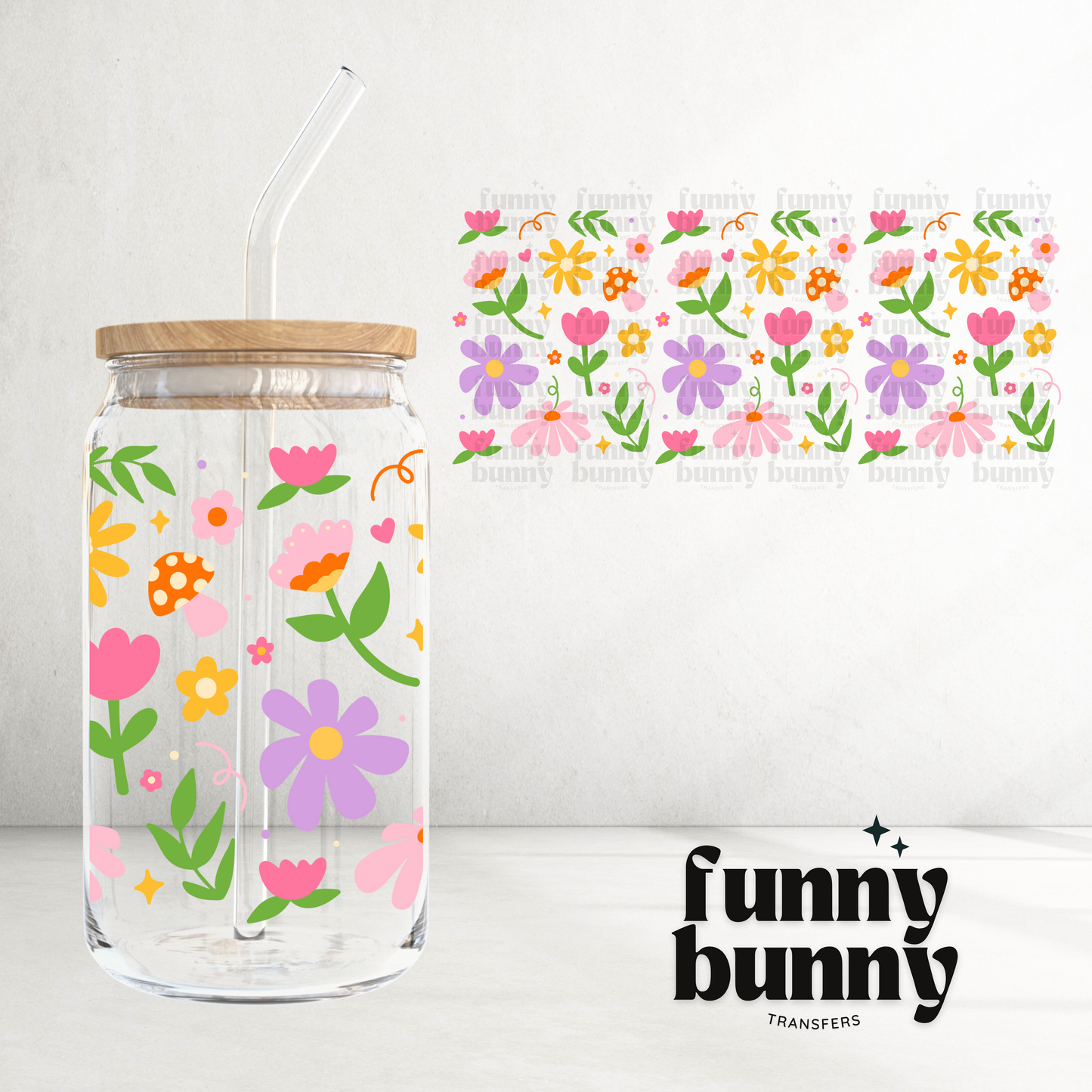 Spring Floral Doddle - 16oz UVDTF Cup Wrap
