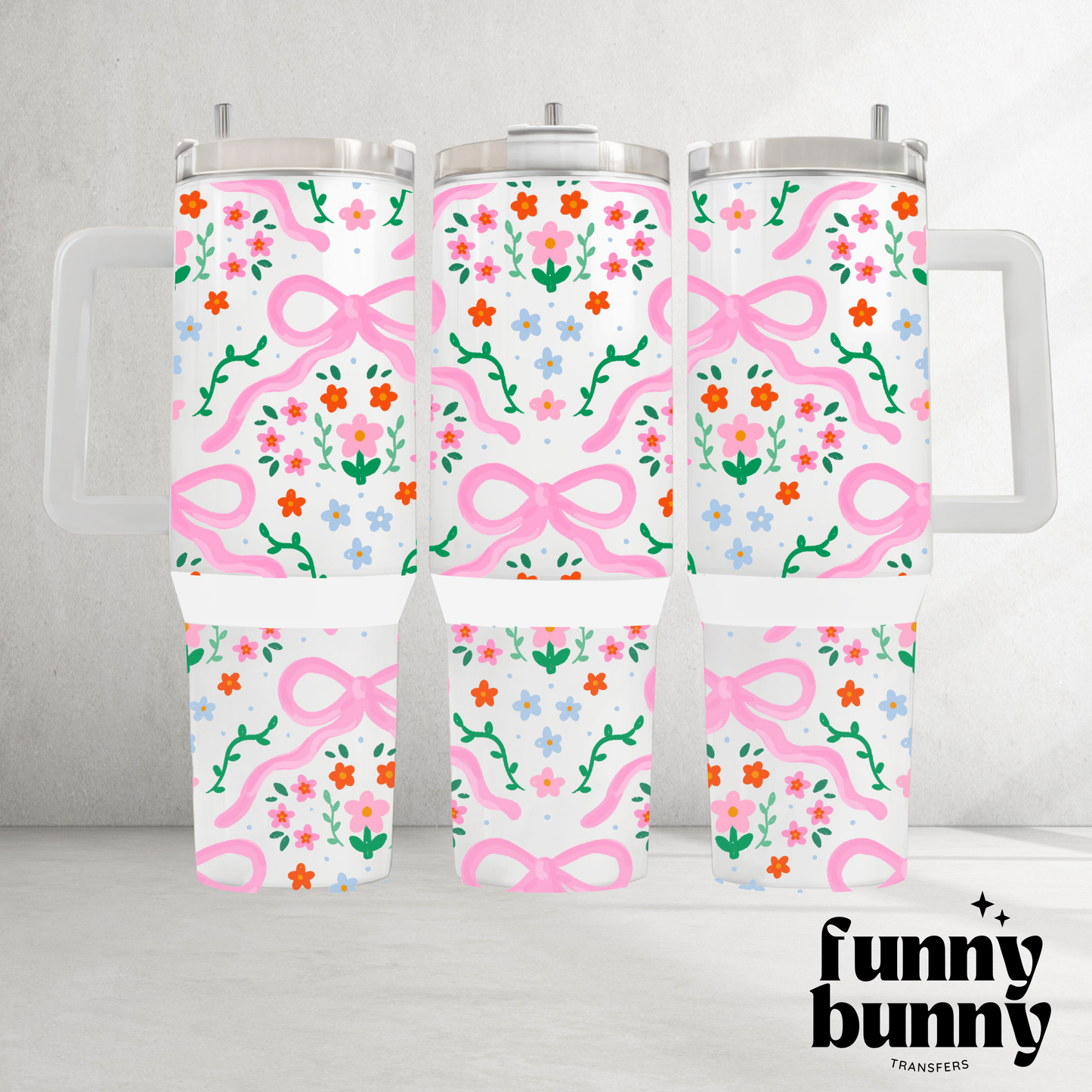 Spring Flower Bows - 40oz UVDTF Tumbler Wrap