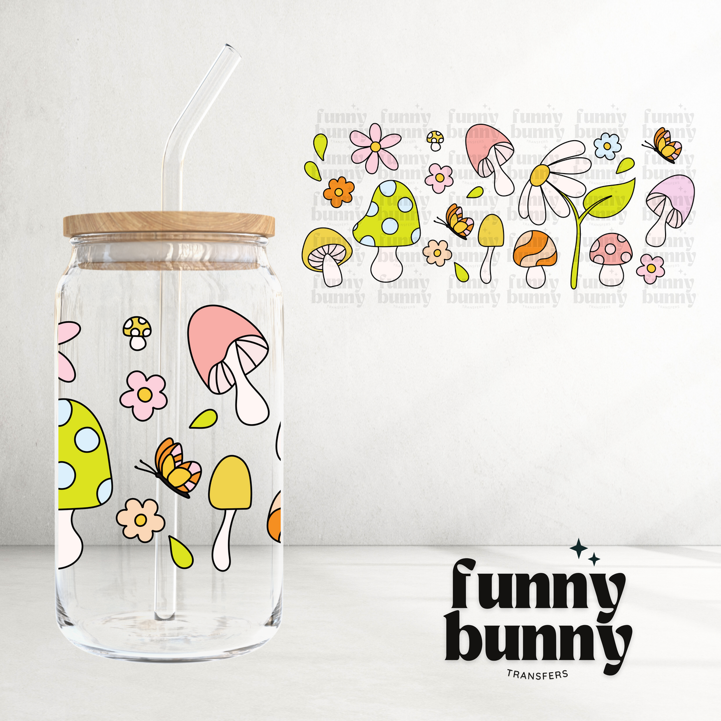Spring Mushies - 16oz UVDTF Cup Wrap